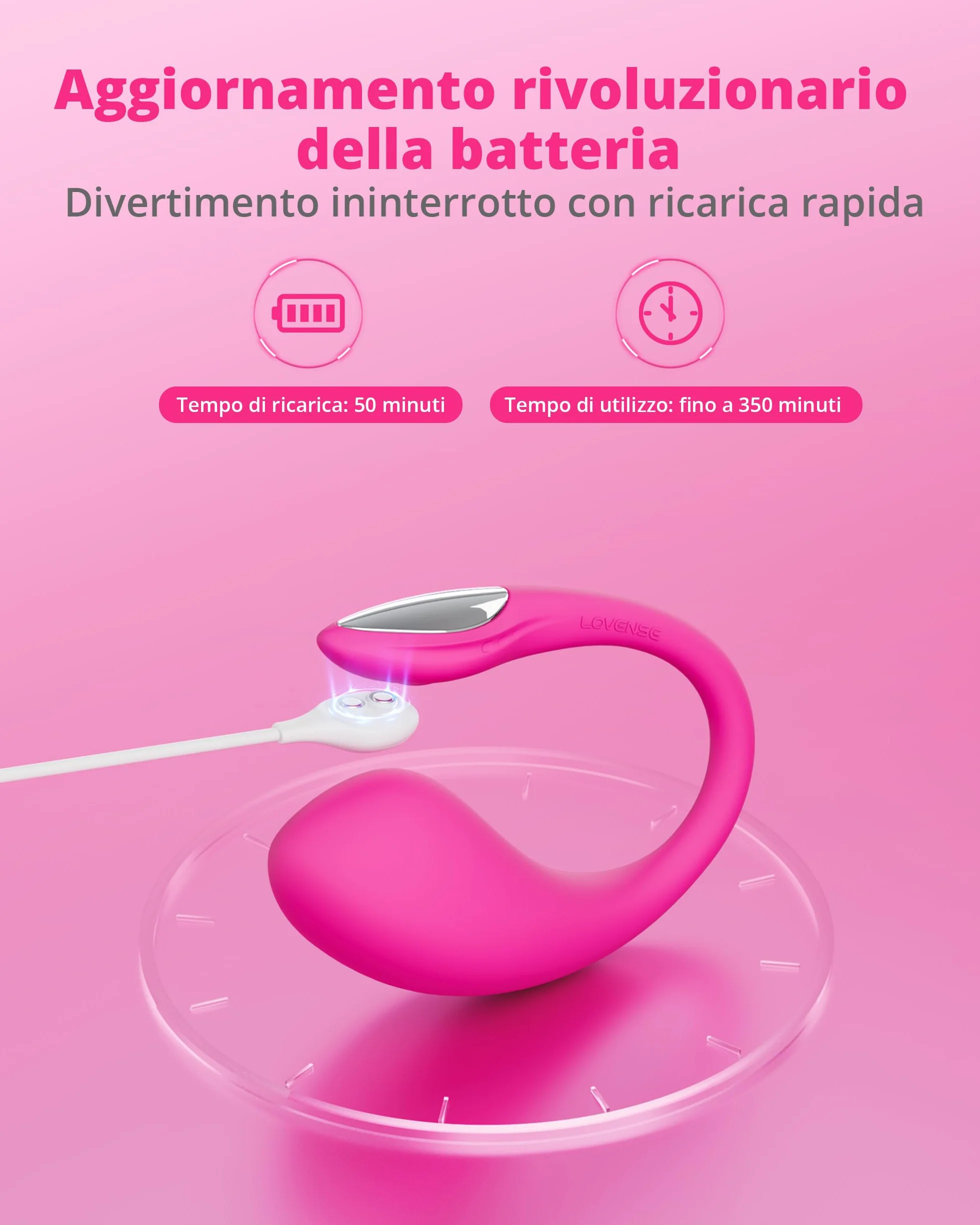 LOVENSE Lush 4 Vibrazione del punto G telecomandata per donne, giocattolo sessuale per adulti con coda luminosa a LED, vibrazione per donne con applicazione