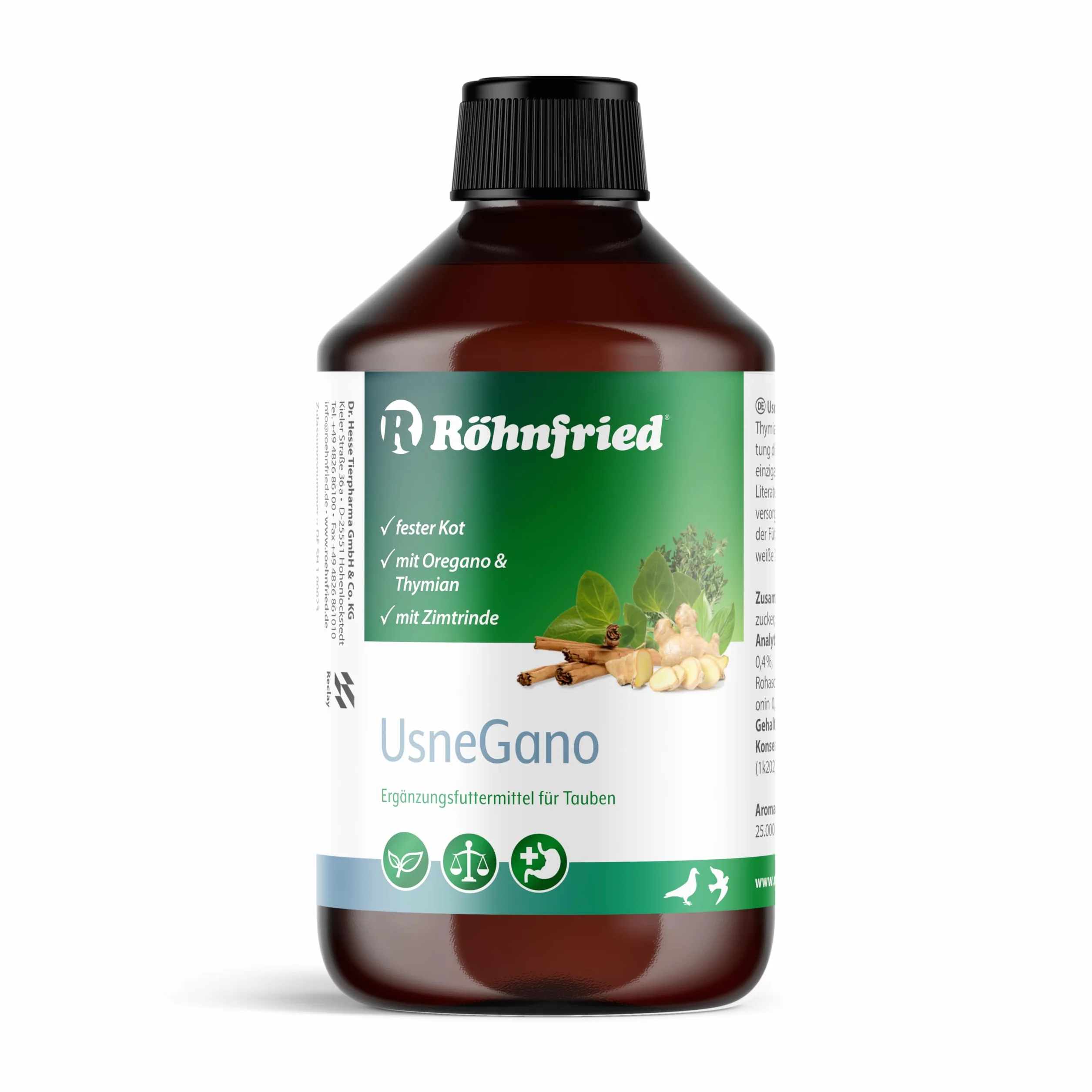 Röhnfried UsneGano 500 ml con olio di timo e origano per piccioni