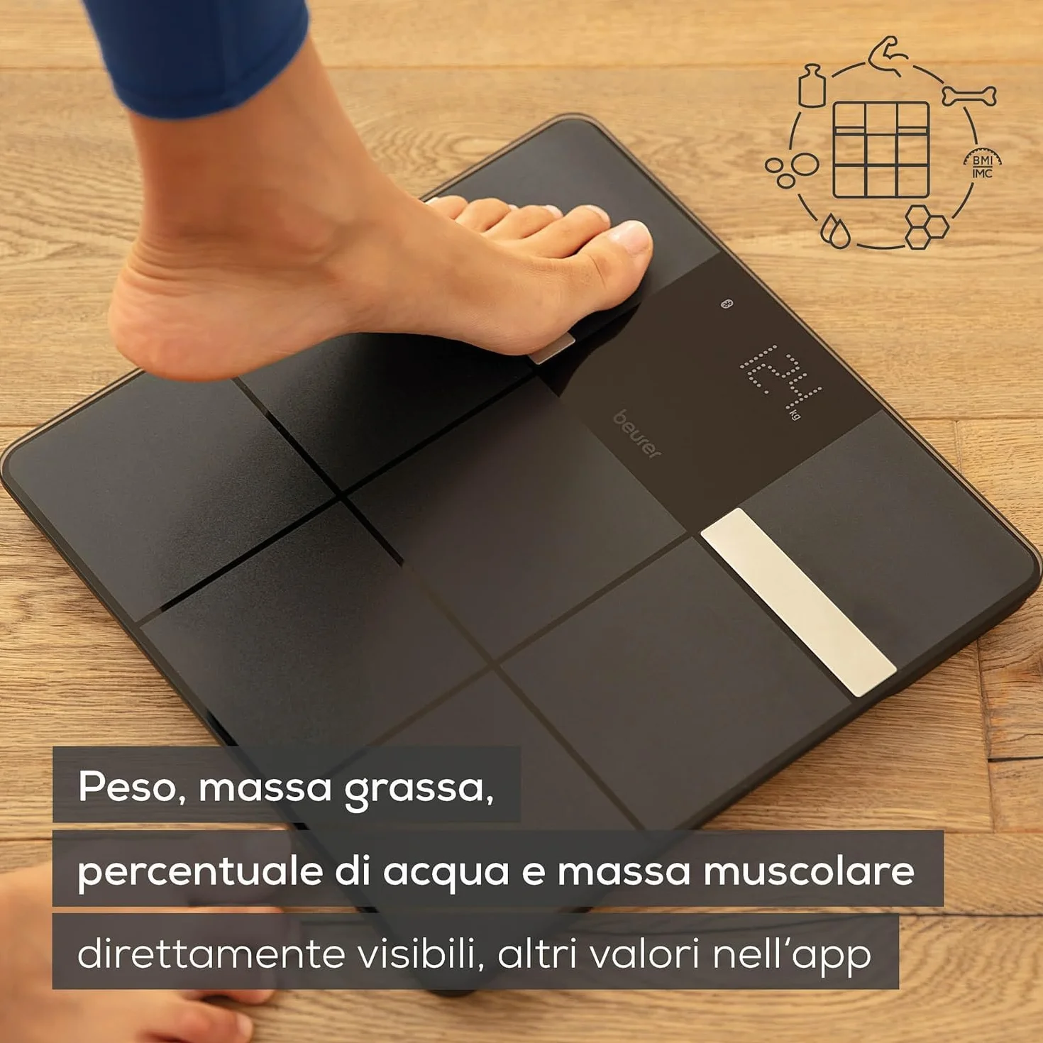 Beurer BF 450 bilancia pesapersone con Bluetooth, impedenziometrica digitale, 17 valori, 180 kg