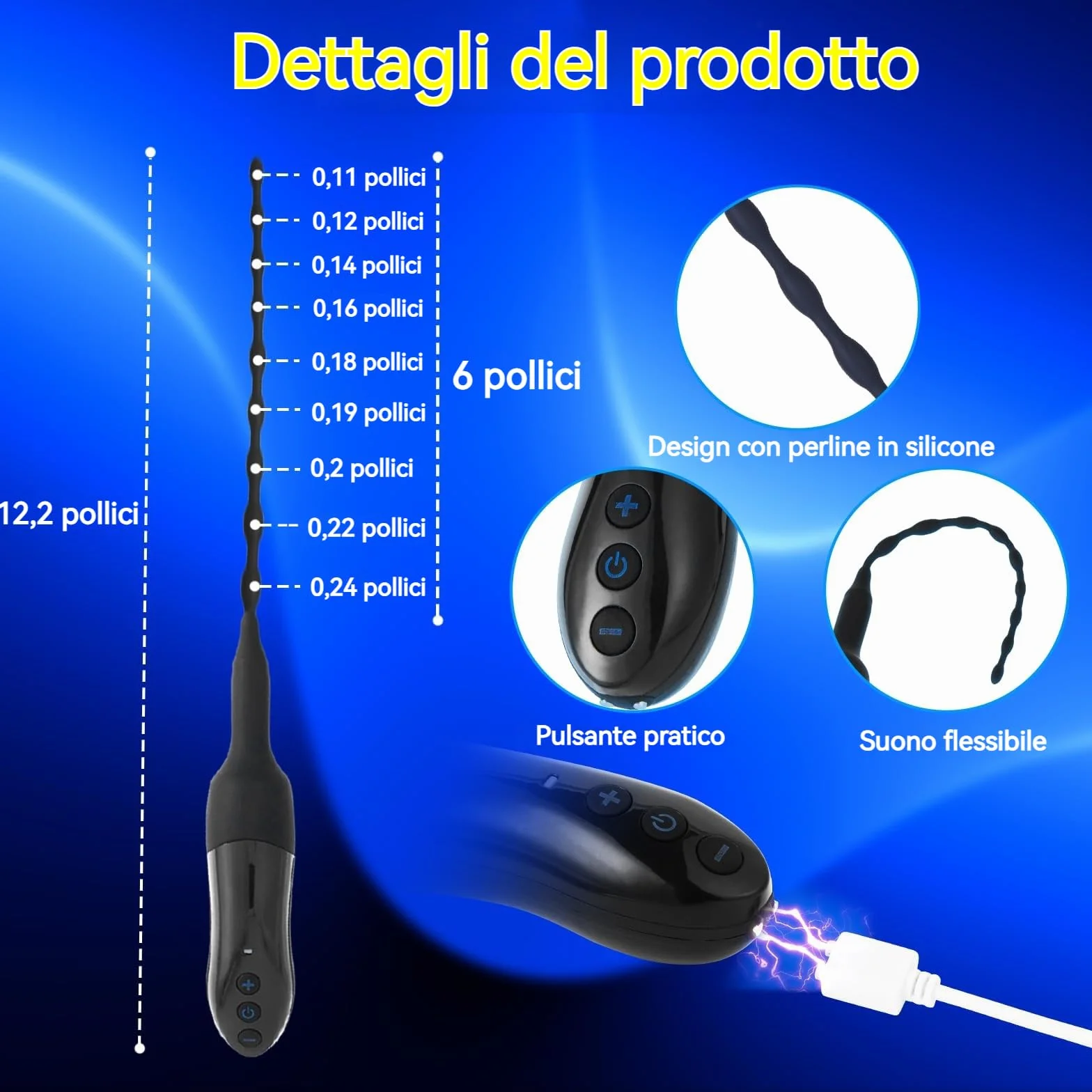 Dilatazioni Uretrali Vibranti per Uomo, Plug Pene con Stimolazione del Glande, 20 Modalità, Uretrali Dilatatore Principianti, Giocattolo Sessuale per Masturbazione sonde per Uomini e Coppie (Nero)