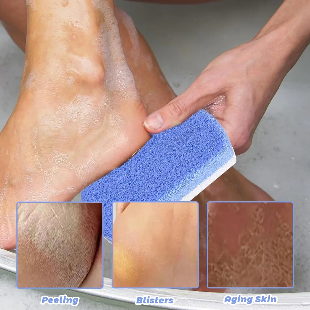 Pietra Pomice Doppia Azione 2 Pezzi Spugne per Pulizia Piedi Elimina Pelle Dura Calli Mani Morbida Setosa Doccia Trattamento