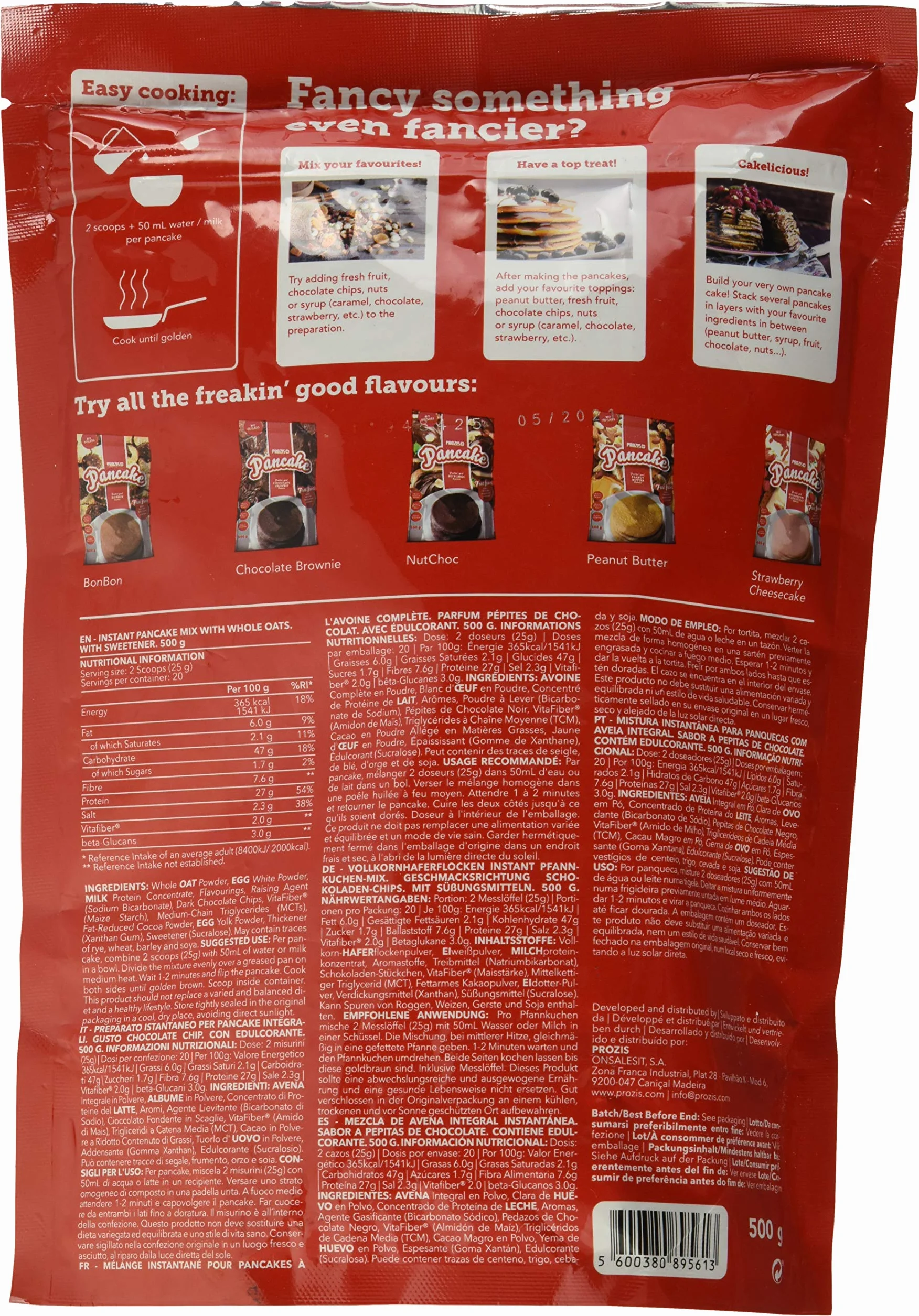 Prozis Pancake, Gocce di Cioccolato, 500 g