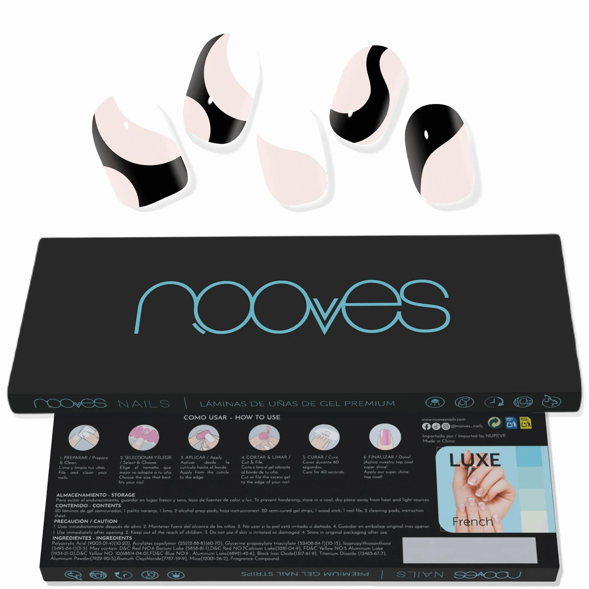NOOVES Strisce per Unghie in Gel Semipolimerizzato White Cow Art Design Adesivi per Unghie Semi-Permanenti