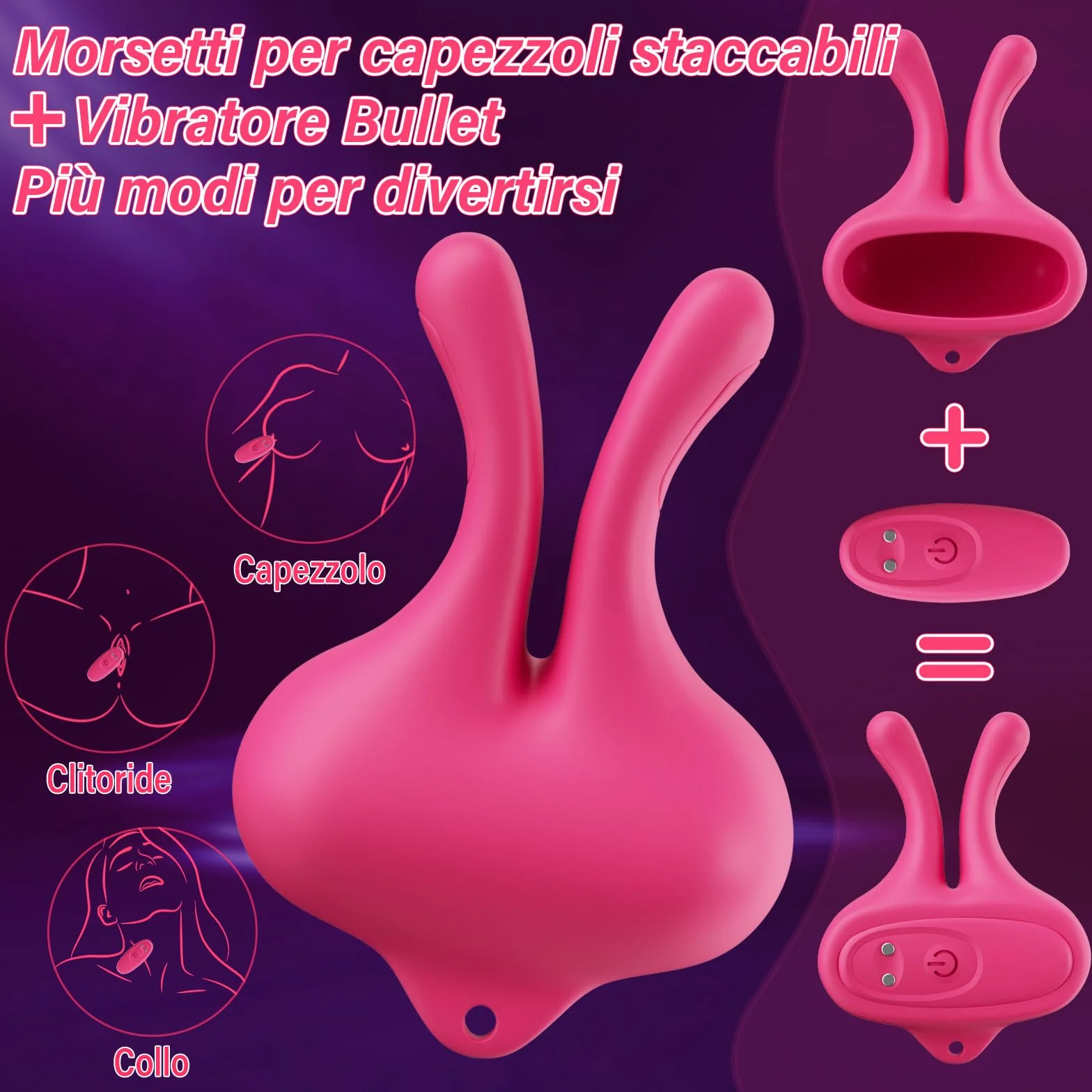 Giocattoli per Capezzoli Vibranti Sex Toys- Rabbit Giocattoli per Donna Morsetti per Seno Vibranti con 9 Modalità di Vibrazione, Vibratore Magnetico per Capezzoli per BDSM er Coppie di Donne