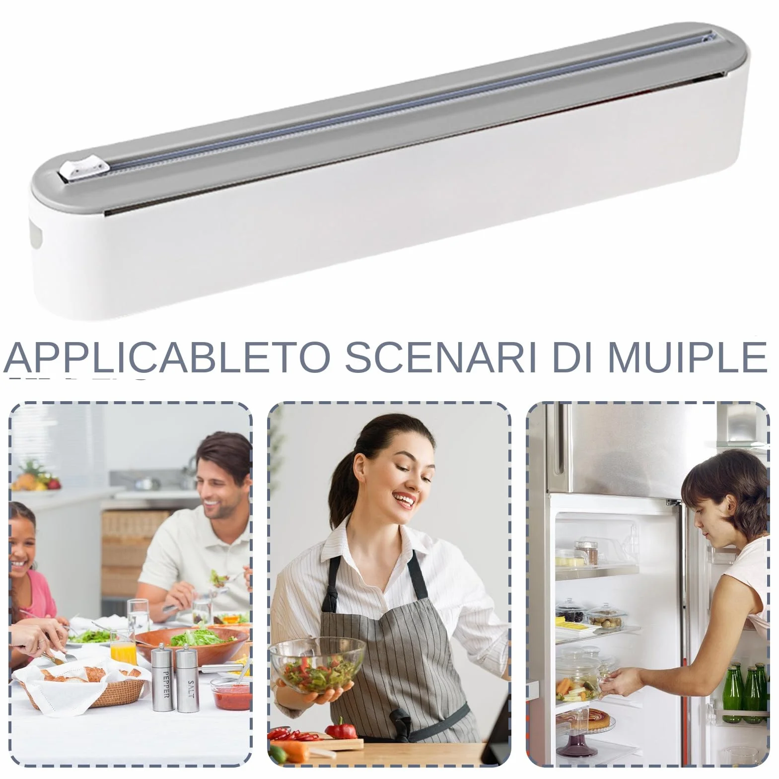 Dispenser Carta Forno Alluminio Pellicola Magnetica, – Taglio Pulito E Sicuro, Retro Magnetico, Dimensioni Regolabili Da 15 A 30 Cm, Dispenser Per Carta Stagnola E Alluminio Film Con Taglierine