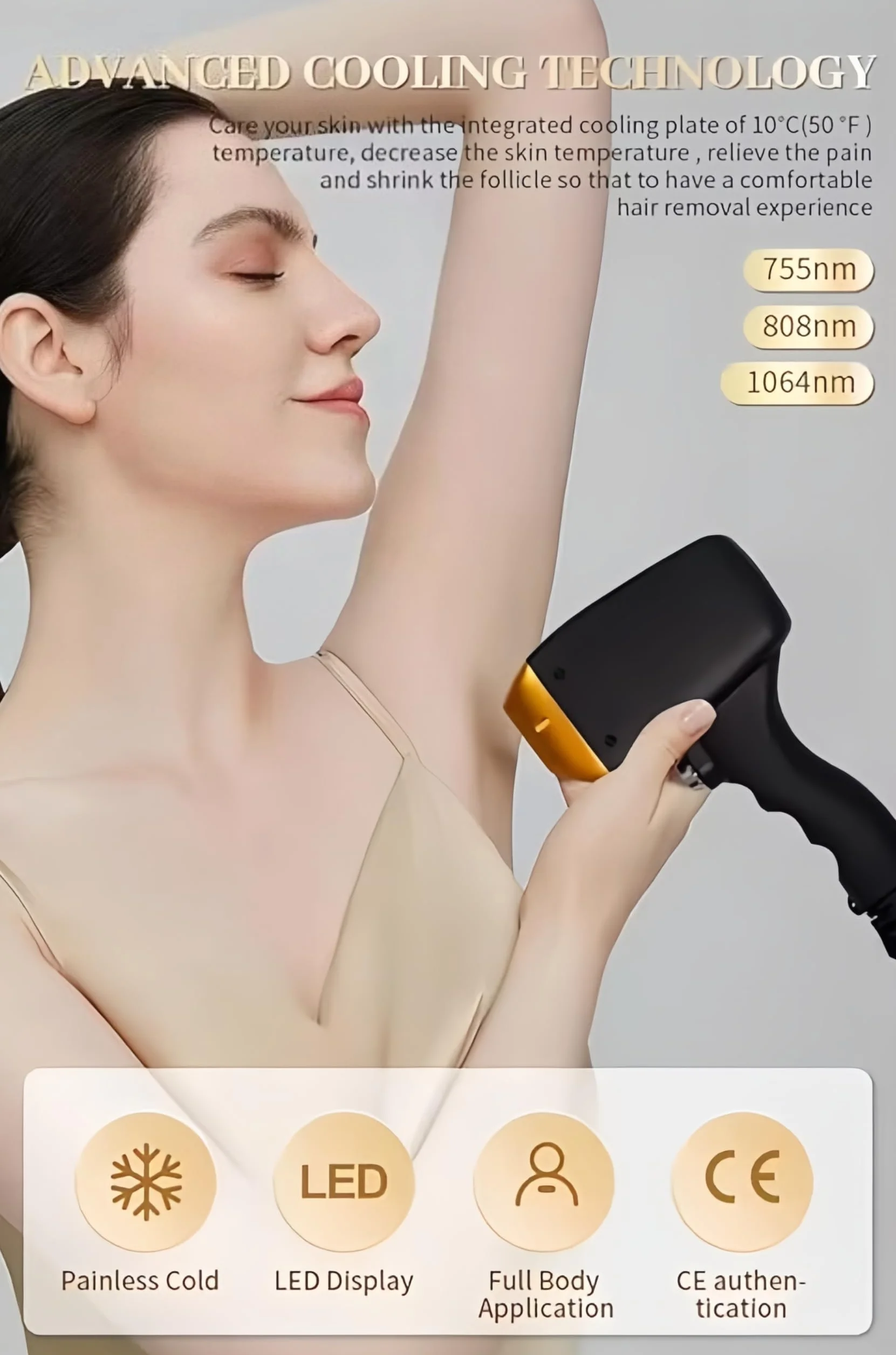 Professional diodo ghiaccio titanio laser corpo depilatore 808nm 755nm 940nm 1064nm 4 onde depilatore permanente attrezzatura CE donna