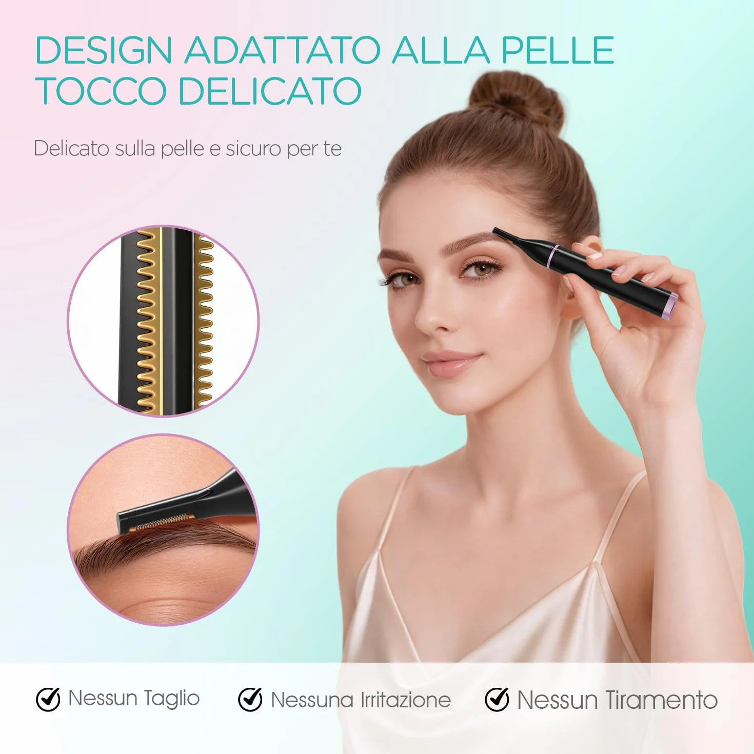 VOGOE Regolatore Sopracciglia Elettrico 3-in-1 per Donne, Epilatore Viso Donna Indolore, Ricaricabile e Portatile, per Labbra, Mento e Guance (Nero)