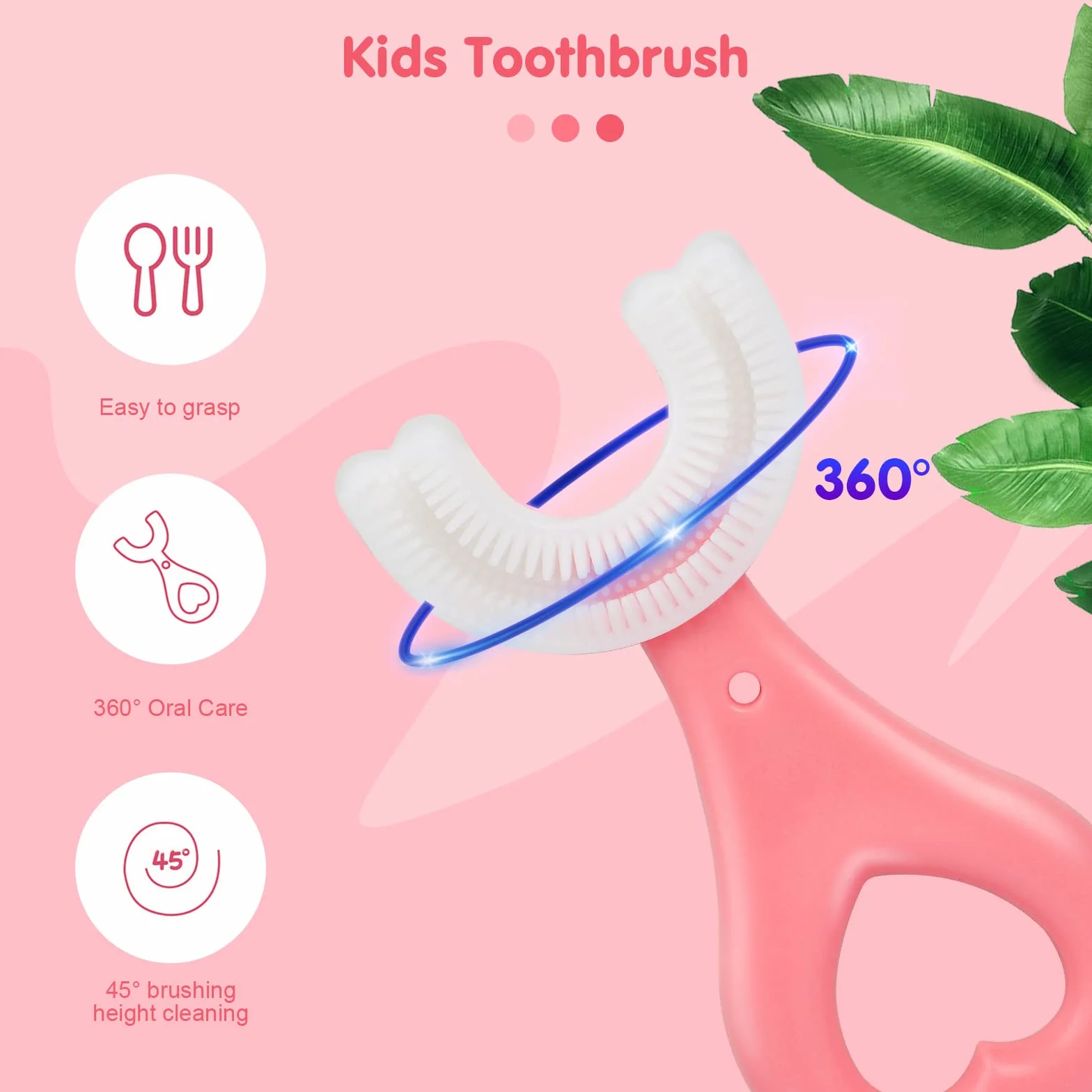 Spazzolino per Bambini a Forma di U - Testina in Silicone Morbido per Uso Alimentare, Pulizia dei Denti per l'Igiene Orale a 360°, per 2-12 Anni