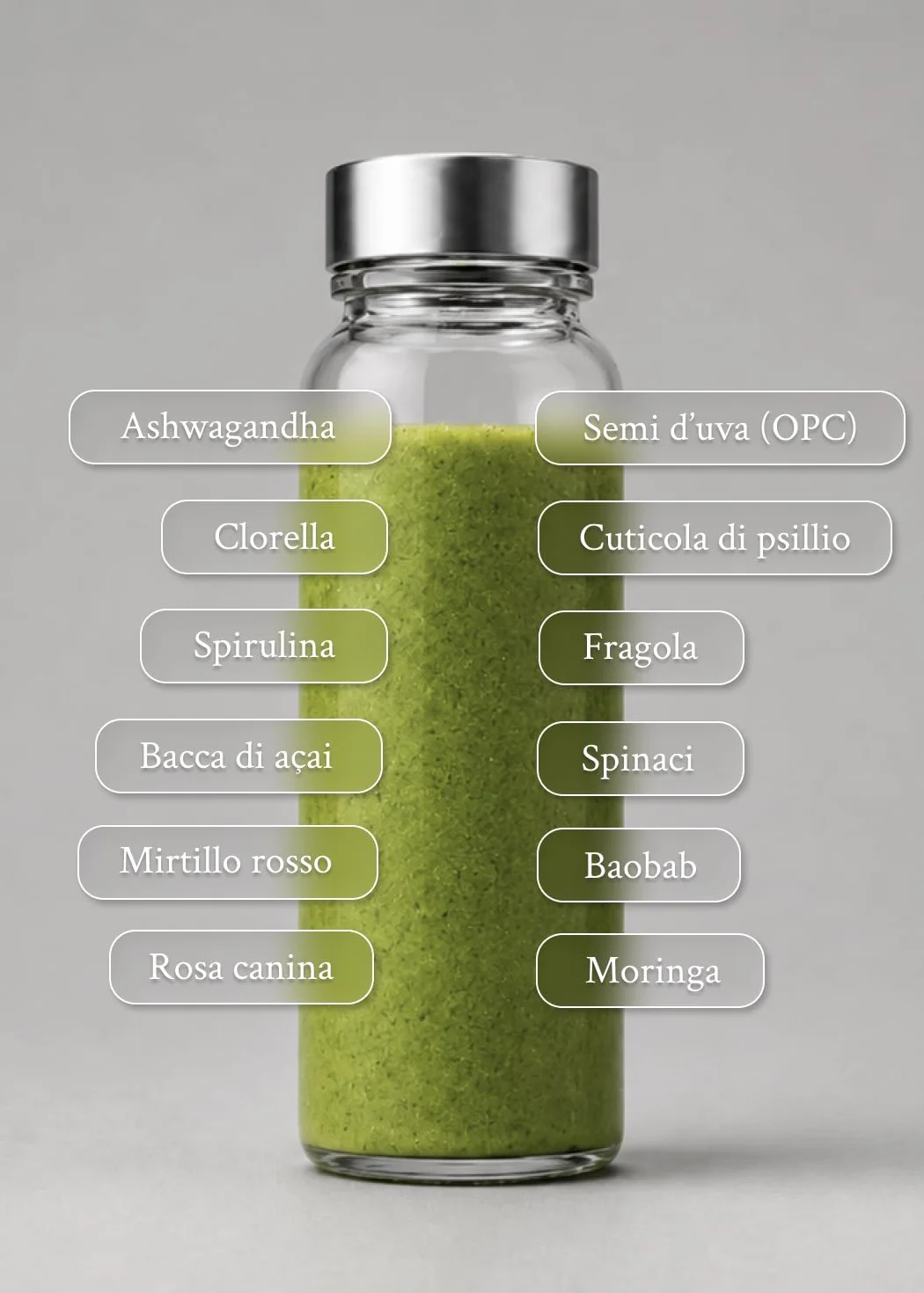 Intenson Green Formula Mango Super Greens Polvere Superfood Blend Chlorella Spirulina Ashwagandha OPC Moringa Senza Zucchero Bevanda Funzionale 300 g
