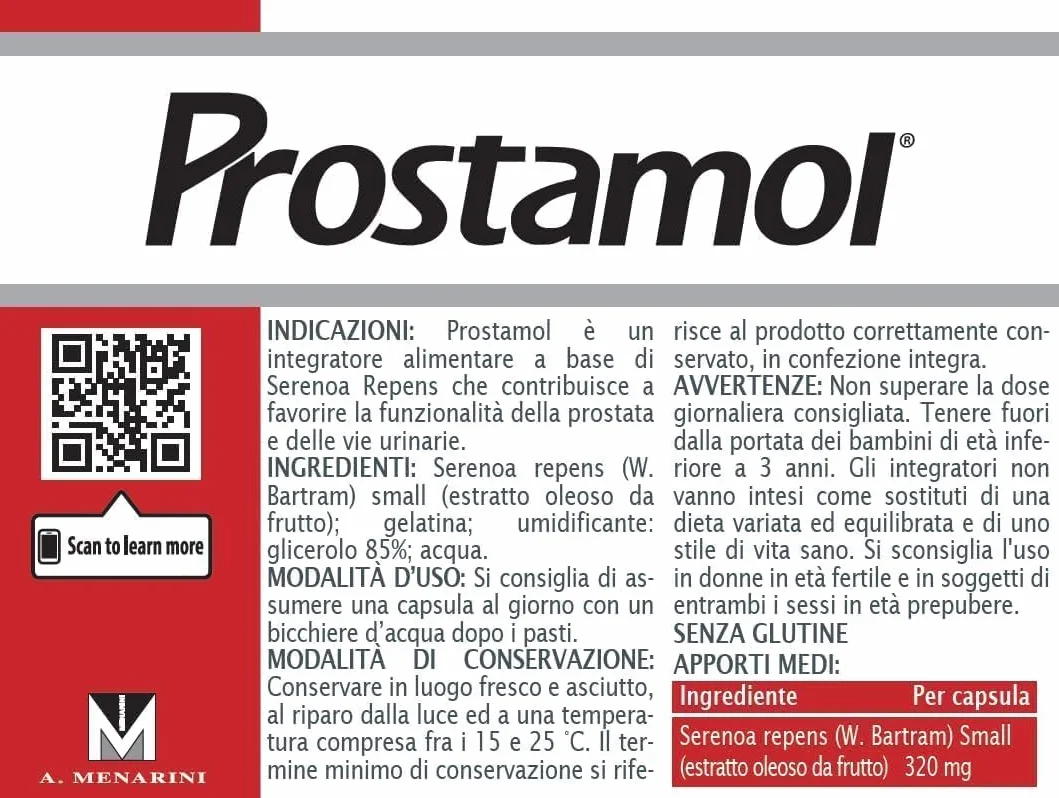 Prostamol 120 Capsule Molli - Integratore Alimentare Serenoa repens 320 mg per Prostata e Vie Urinarie