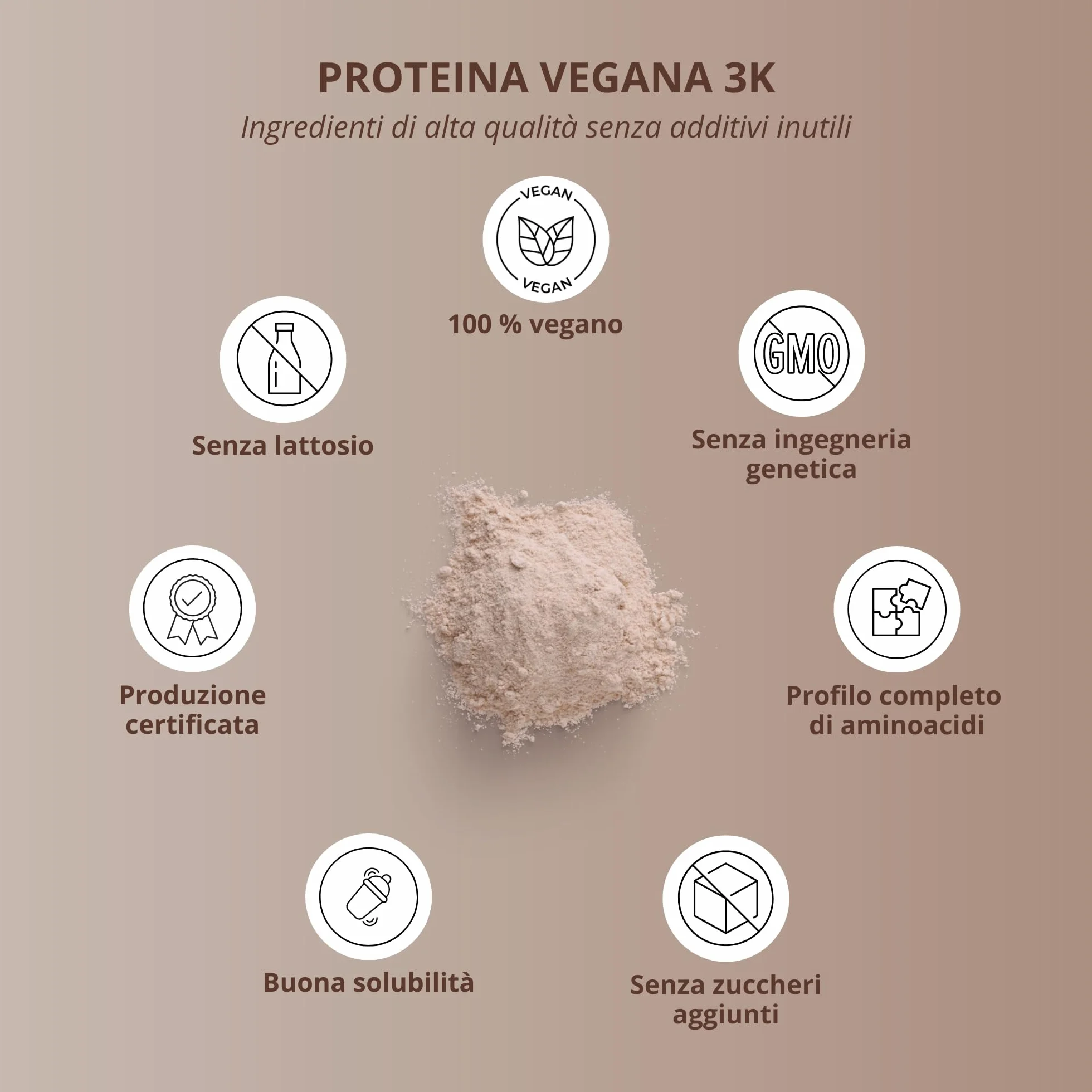 Nutri+ Proteina in Polvere 3k Brownie al Cioccolato Proteine Polvere Proteica senza Lattosio Isolato proteico Vegan