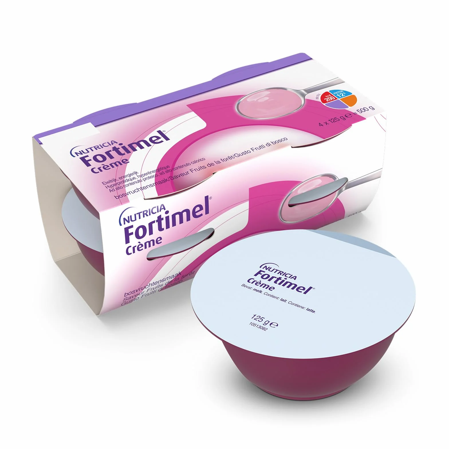 NUTRICIA FORTIMEL CREME - Supplemento Nutrizionale per la Gestione Dietetica della Malnutrizione, Cremoso, adatto per problemi di Deglutizione, Alimento a Fini Medici Speciali, Frutti di Bosco-4x125ml