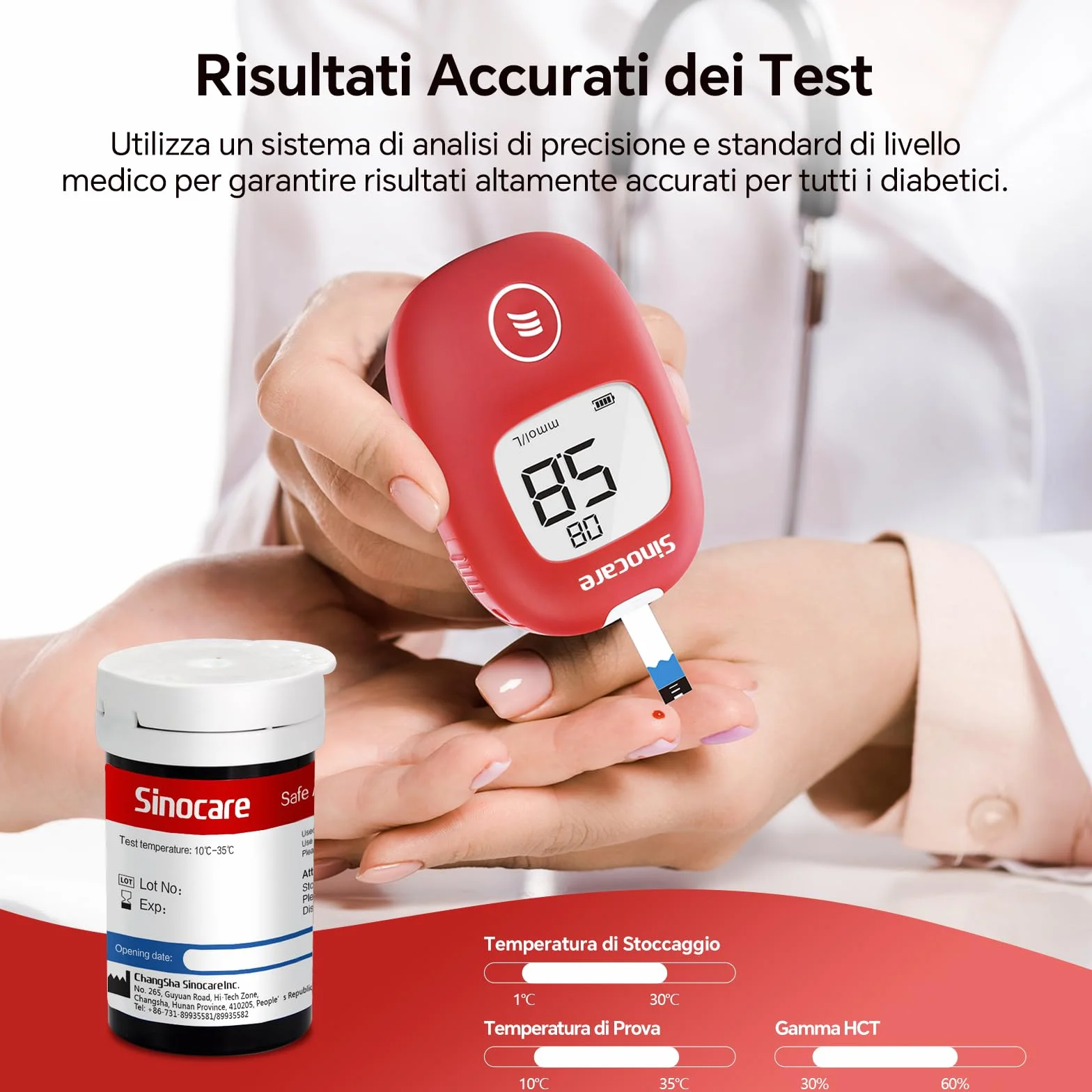 Sinocare Safe AQ Strisce per Glicemia 50 Pezzi Adattabili a Safe AQ Smart/AQ Voice/AQ Air Glucometro