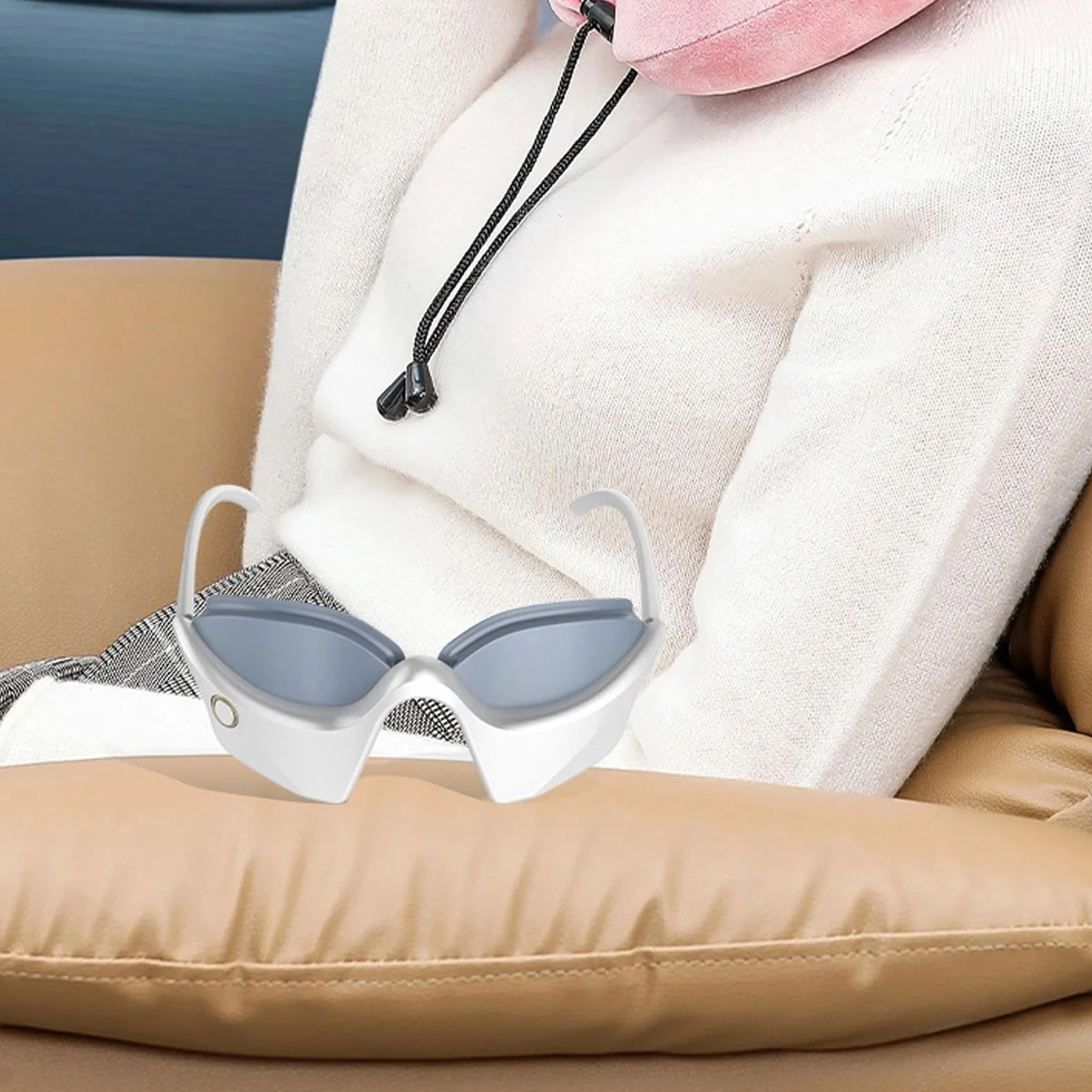 Massager per occhi intelligente con calore, occhiali massaggianti riscaldati, maschera da sonno ricaricabile con timer smart 360°