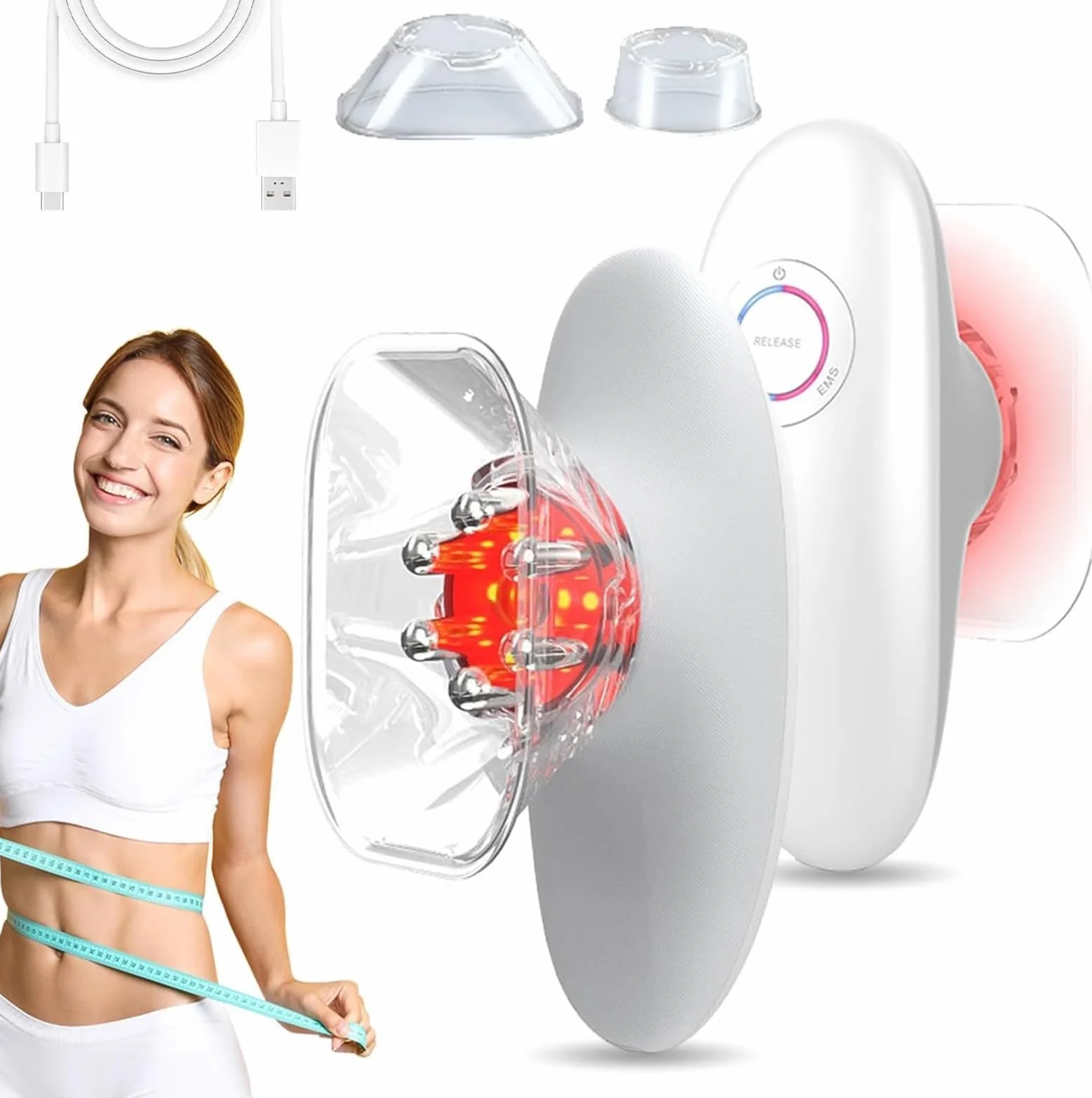 Massaggiatore Anticellulite EMS con Luce Rossa, Dispositivo di Coppettazione Elettrica per Viso e Corpo, Sculpiflex