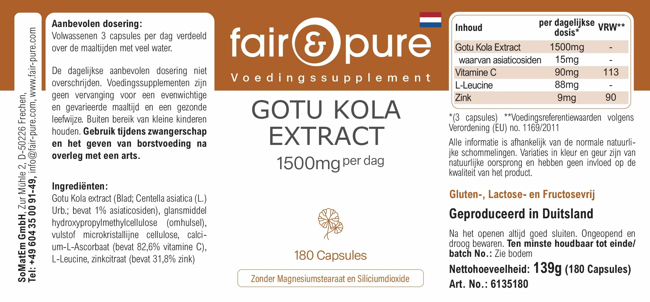Estratto di Centella asiatica 1500mg 180 capsule con vitamina C e zinco vegano altamente dosato