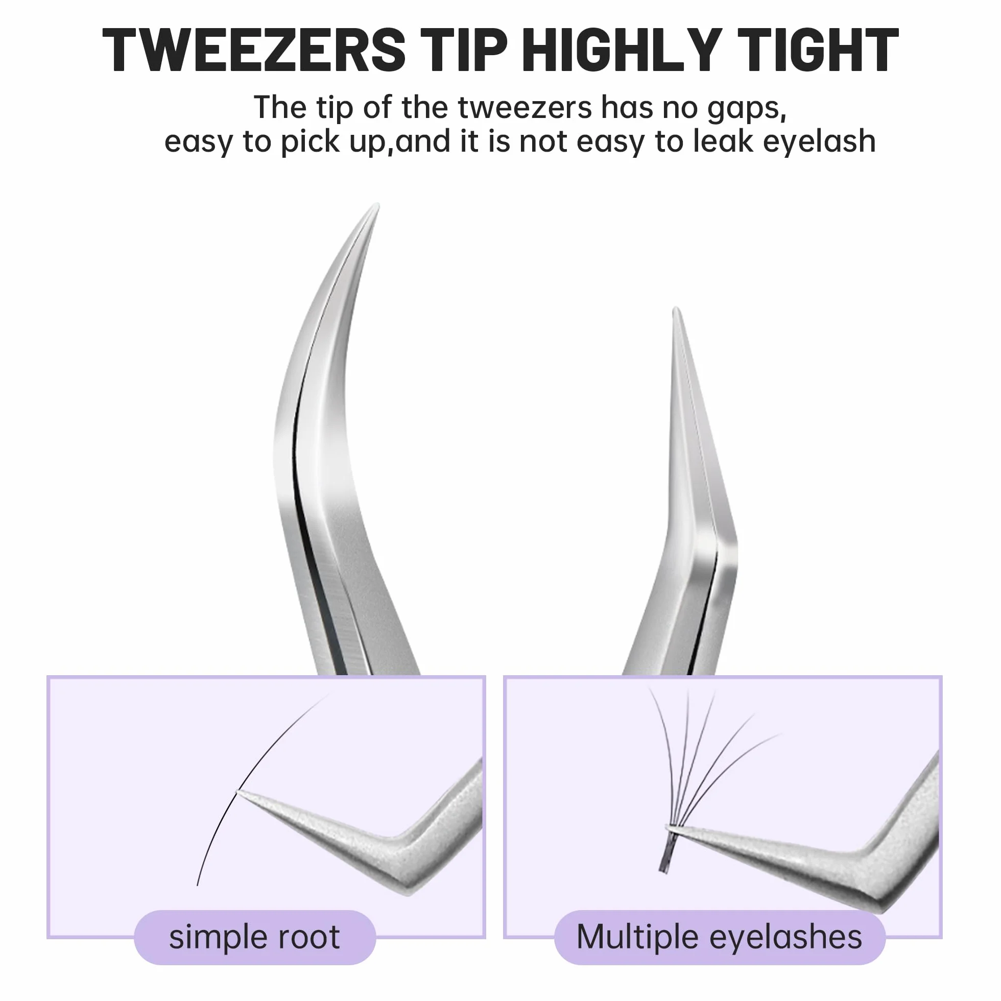 Pinzetta Extension Ciglia Professionale in Acciaio Inossidabile di Alta Qualità Antiscivolo Punta Curva Pinzette Antistatiche Eyelash Volume Tweezer(Argento, A-04)