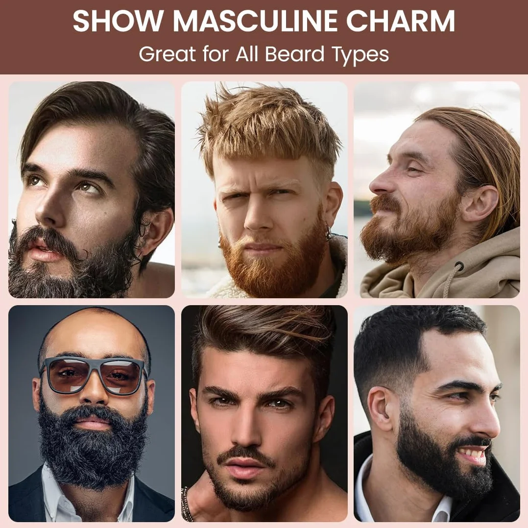 Set di Accessori per Barba 4 Pezzi: Spazzola Barba, Pettine Legno Massiccio, Forbici e Sacchetto