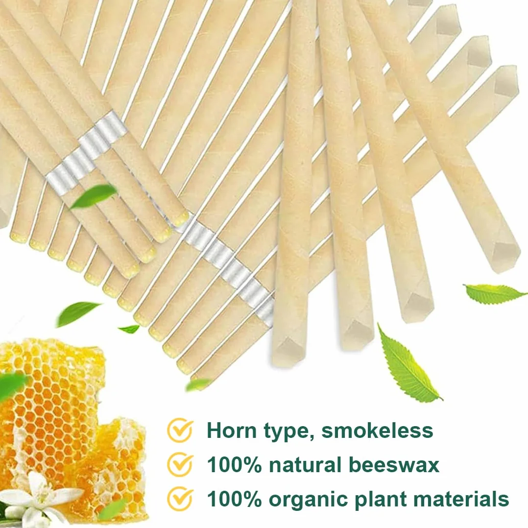 EBHO Candele Orecchie Cerume,Kit per Candele per Rimozione del Cerume,Togli Cerume Orecchie,Candele per Orecchie da 10 Pezzi con 5 Dischi Protettivi