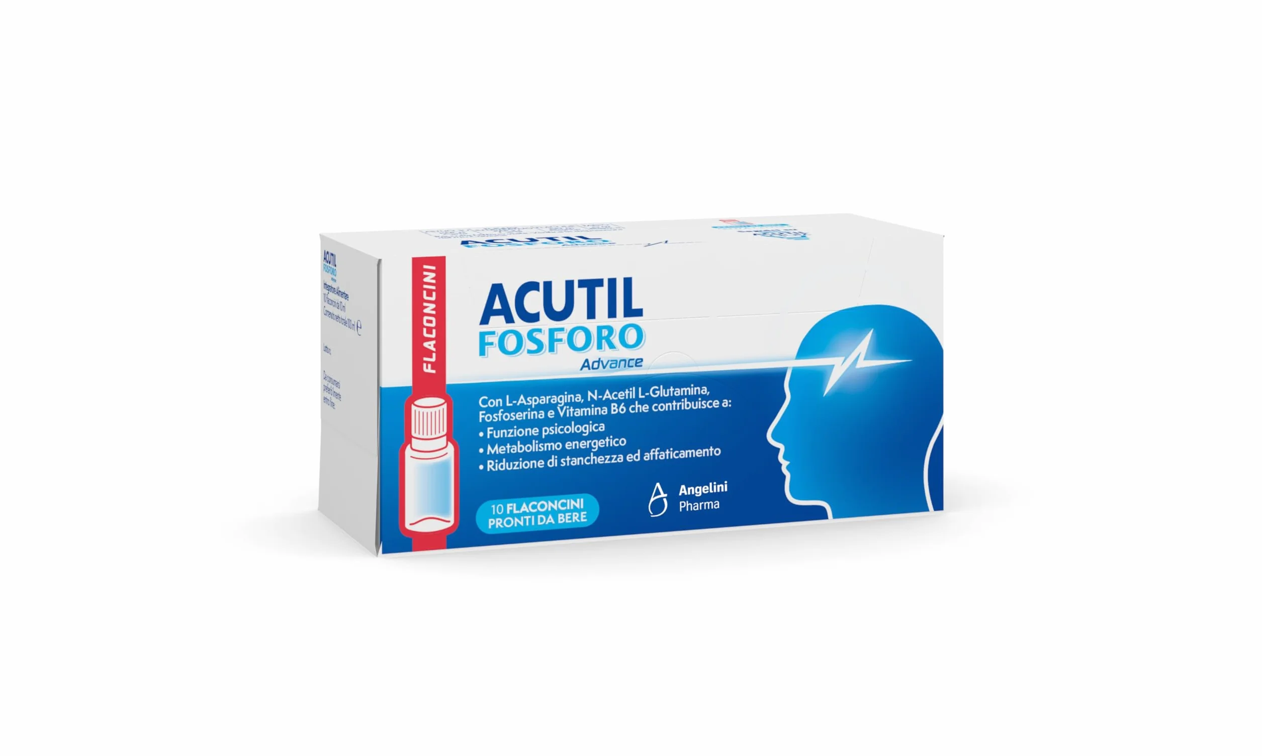Acutil Fosforo Advance Integratore Alimentare con Vitamina B6, L-Asparagina, Fosfoserina e L-Glutammina, 10 Flaconi