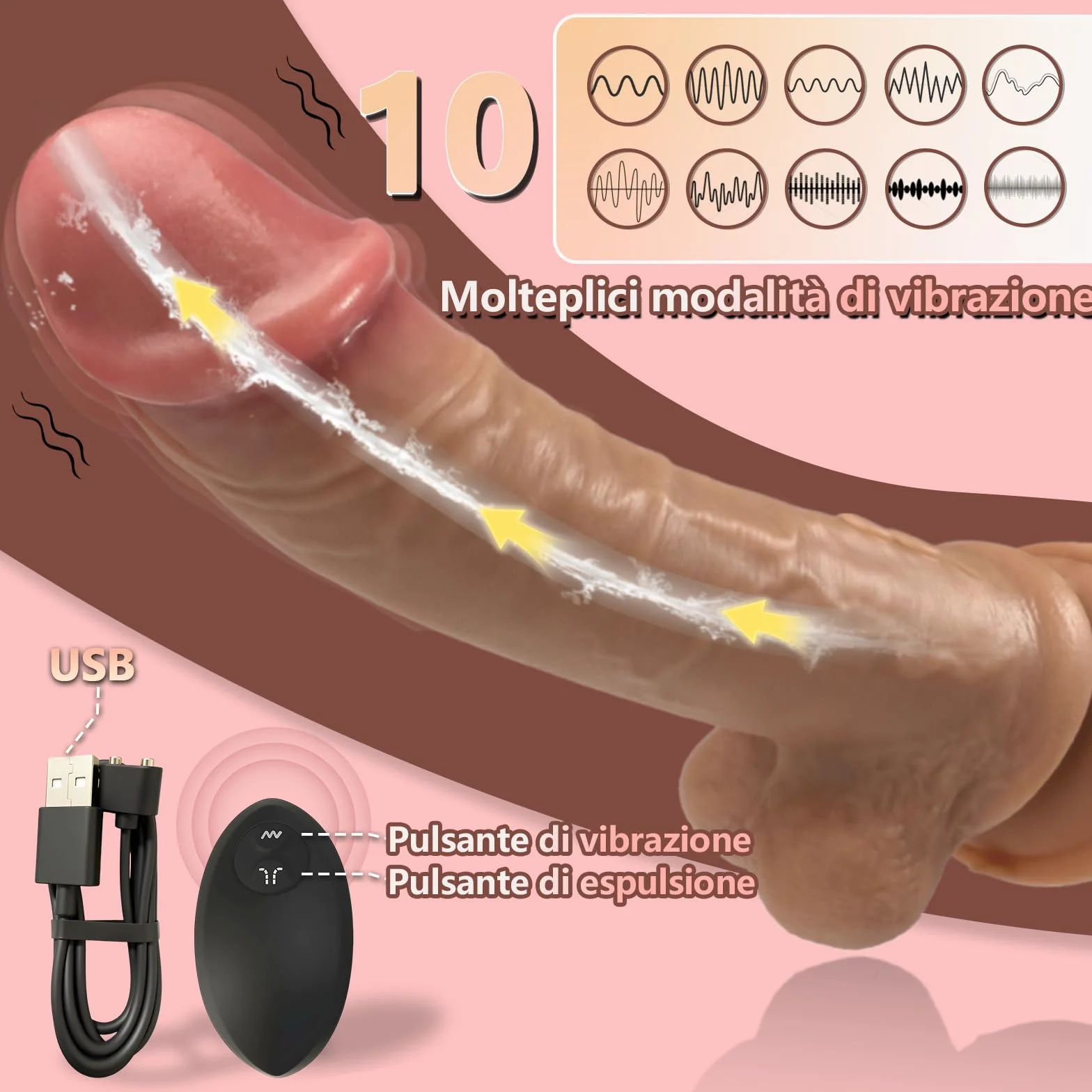 Vibratore Dildo Realistico Funzione di Squirting Vibratore Anale Dildo Realistico Vibratoreper Donna Professionale Realistici Pene 10 Modalità Vibrazione Telecomando Stimolatore Clitoride Femminile