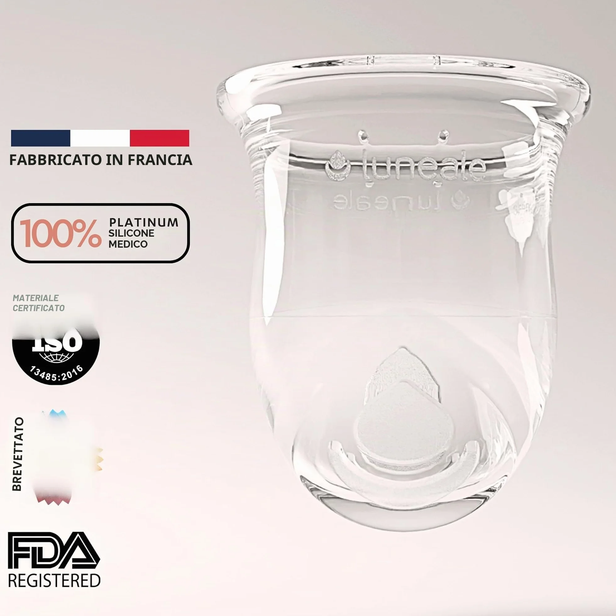 La Cup Luneale - coppetta mestruale - design ergonomico esclusivo creato con ostetriche - fabbricazione francese - 100% silicone medico al platino (M - Flusso medio/abbondante)