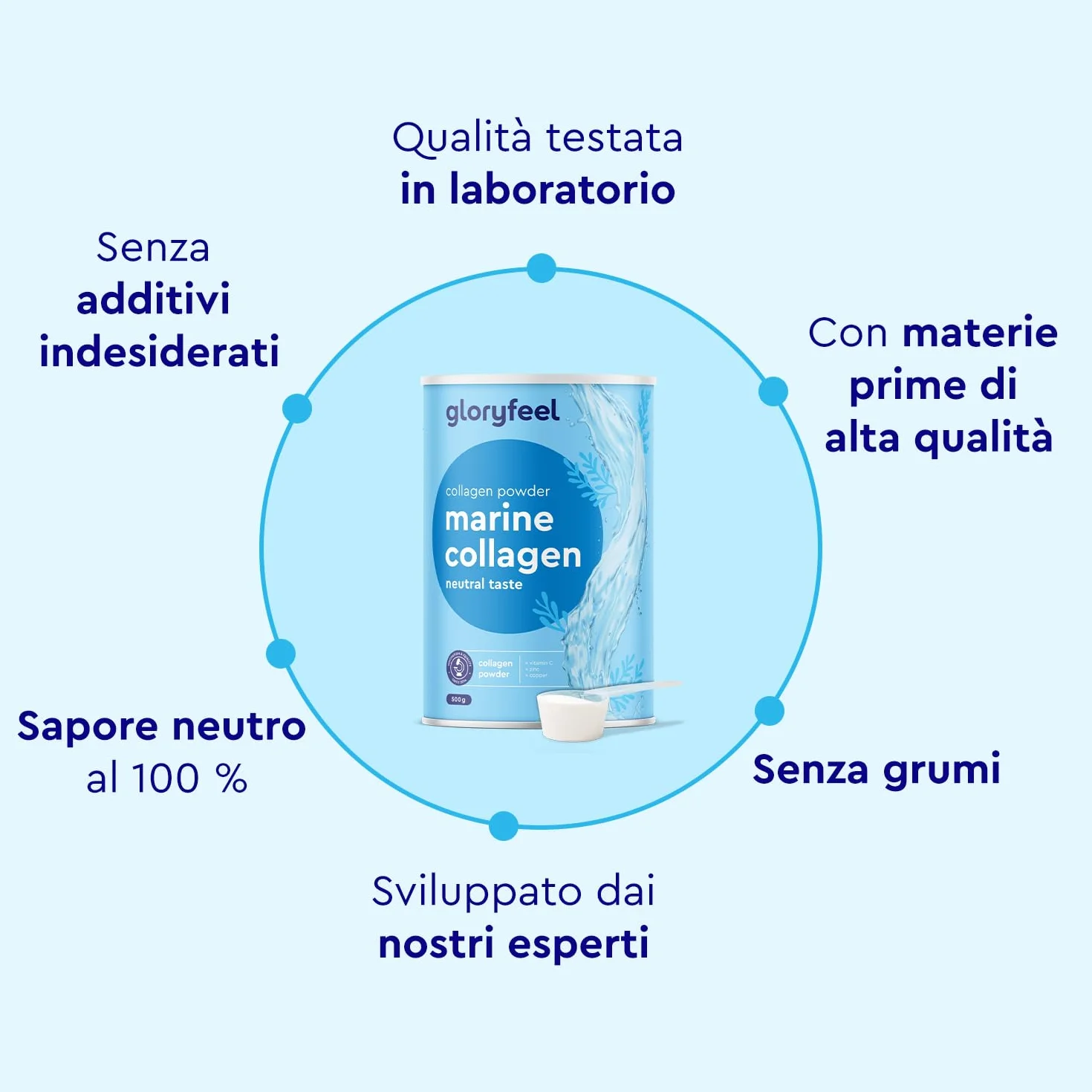 Collagene Marino Idrolizzato in Polvere VERISOL 500 g con Vitamina C Rame Zinco per Pelle Articolazioni Capelli