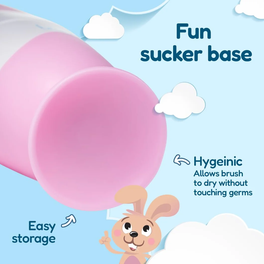 Brush-Baby - BabySonic - Spazzolino elettrico rosa, 0-36 mesi, morbido e delicato, per gengive sensibili e denti nuovi, con luce LED e base di aspirazione, testine per neonati e bambini