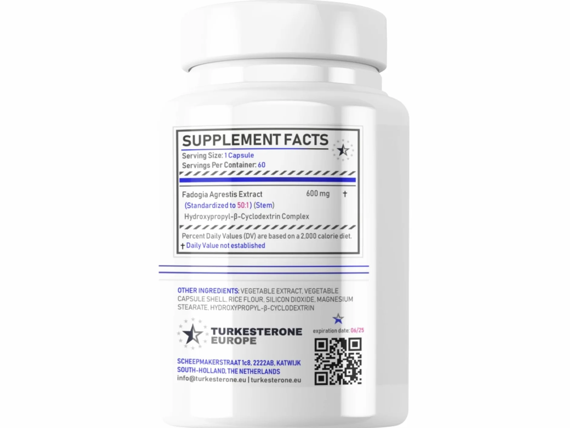 Fadogia Agrestis+ 50:1 with HydroPerine™ - 60 V-Capsules 1 Bottle