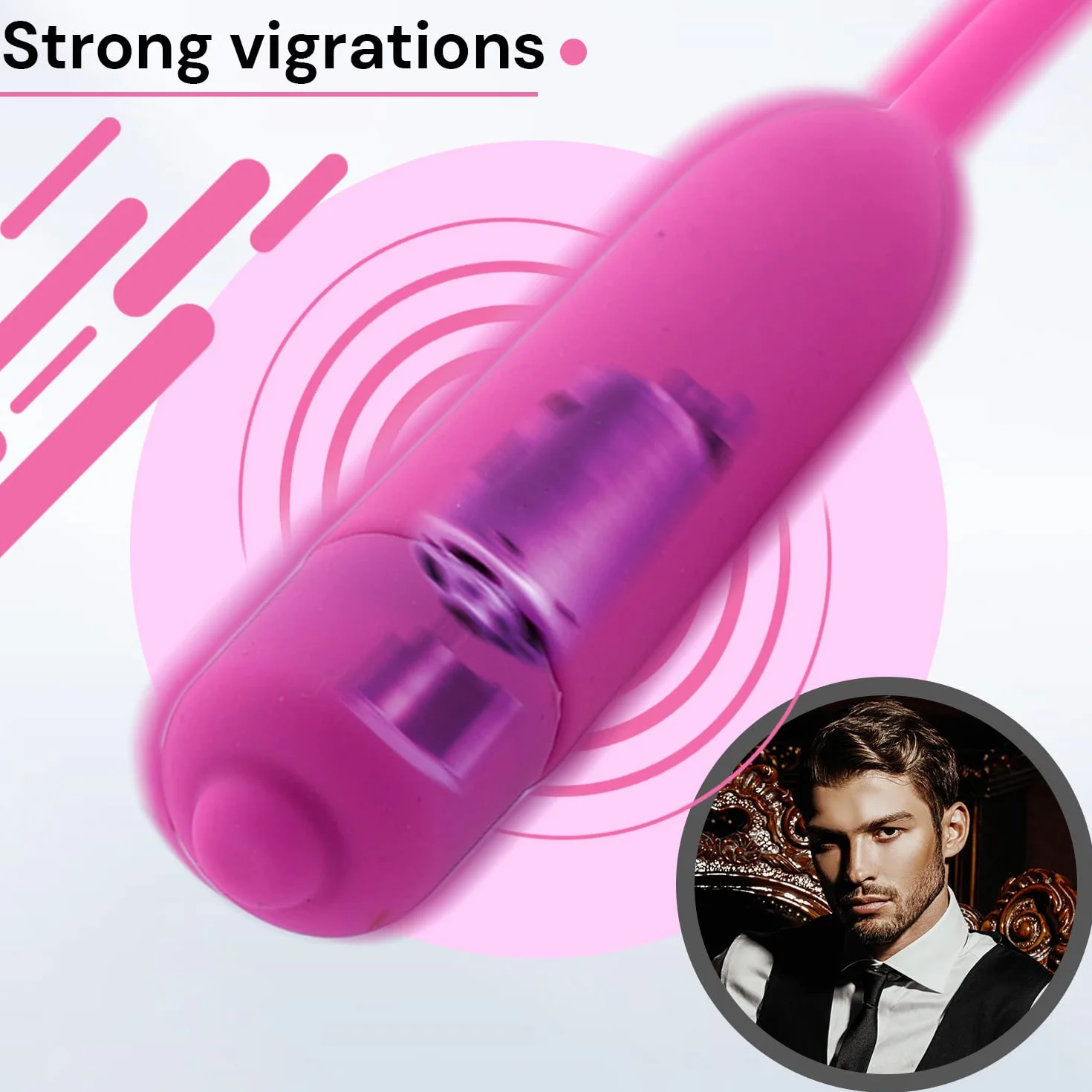 Sonda uretrale maschile in silicone 46cm ⌀0,51cm vibrante per giochi erotici