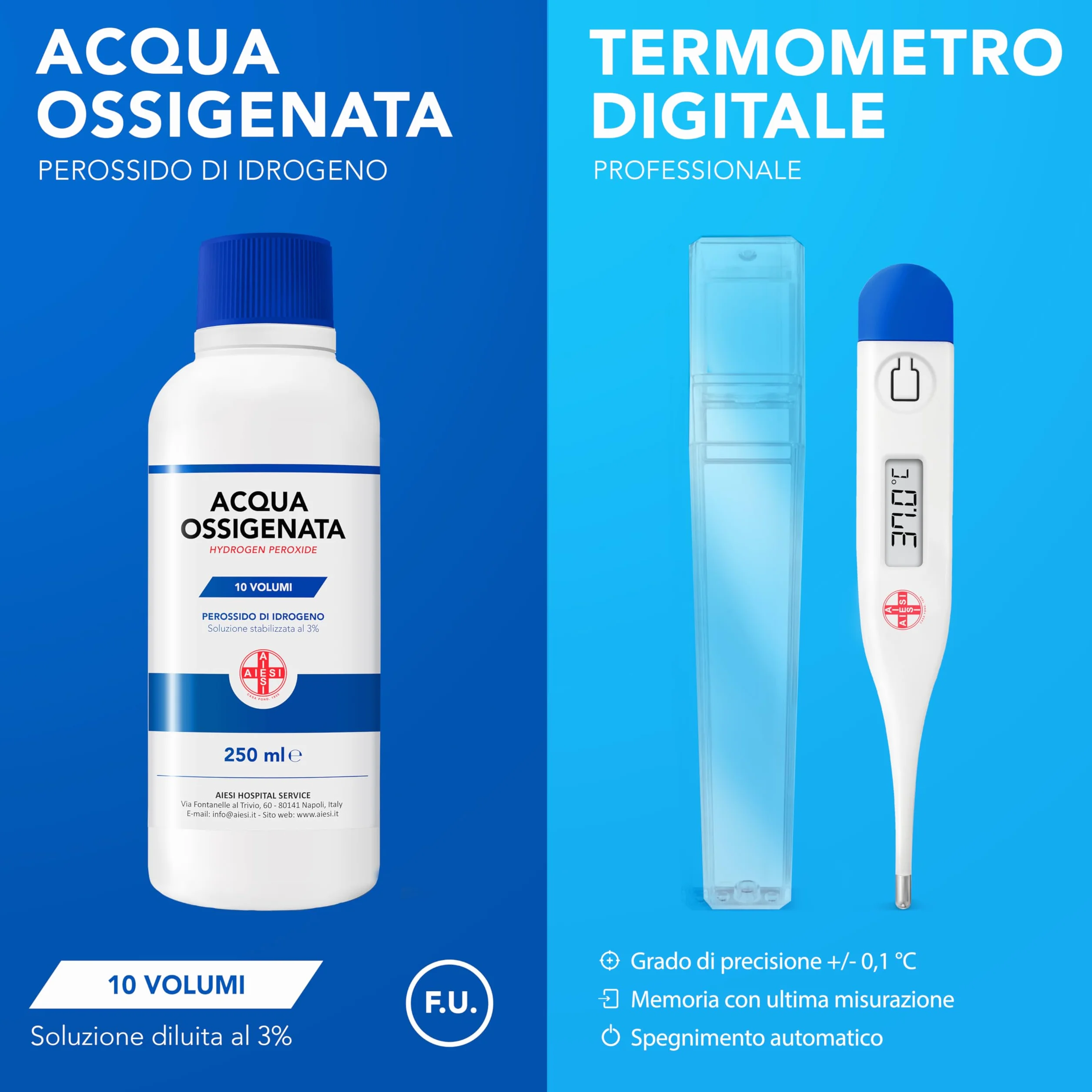 Kit di Pronto Soccorso professionale con Termometro e Disinfettante per Auto Casa Viaggio