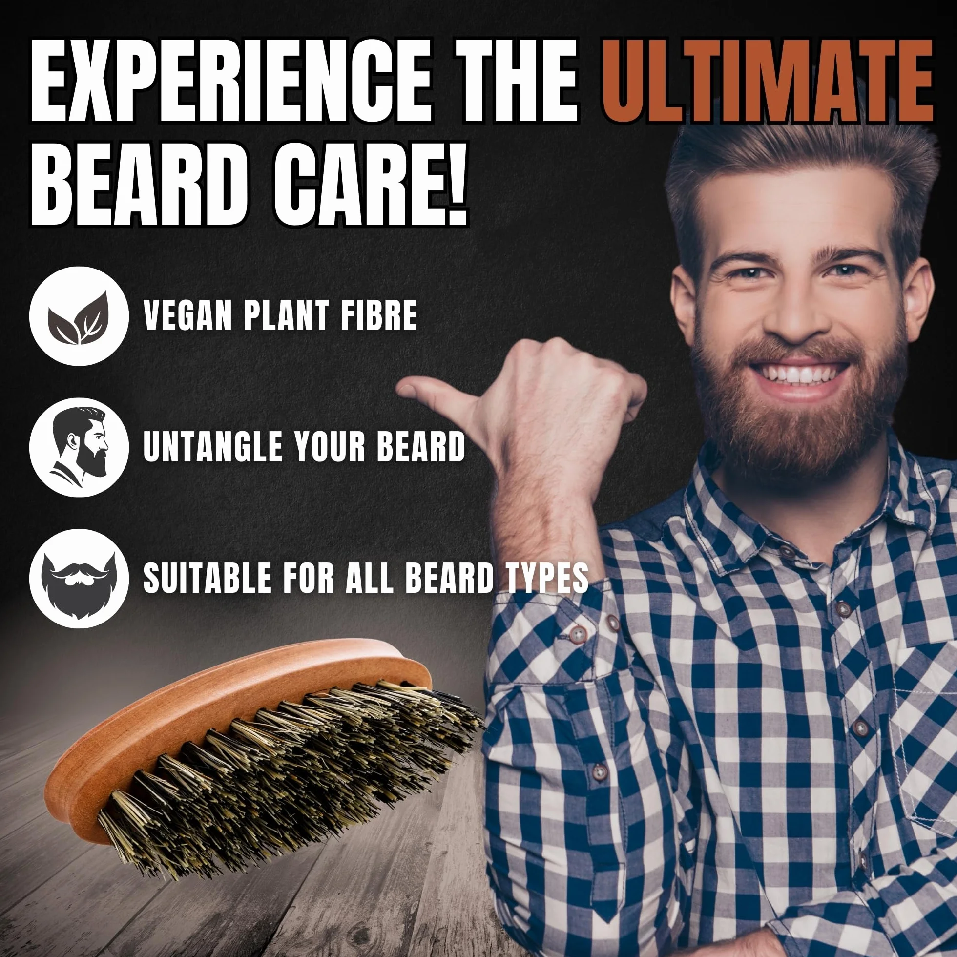 REMOS Spazzola da barba in fibra vegetale legno di pero domestico