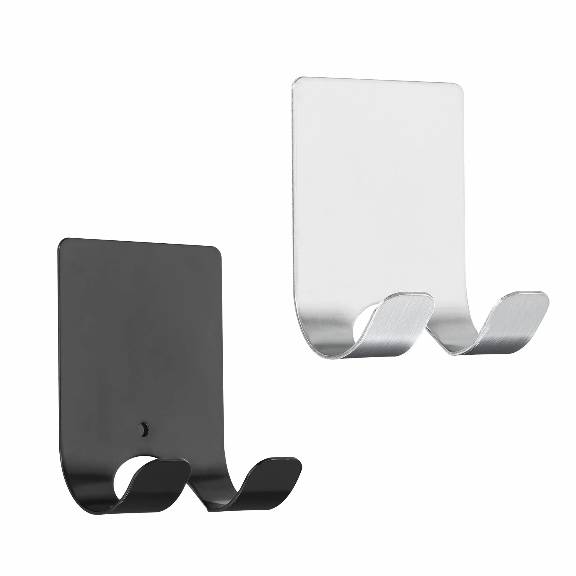 kwmobile 2X Gancio Adesivo Portarasoio in Metallo - Appendi Rasoio da Barba e Lametta Peli Gambe - Supporto Universale 45x61mm - Porta Lamette Autoadesivo Acciaio Inox