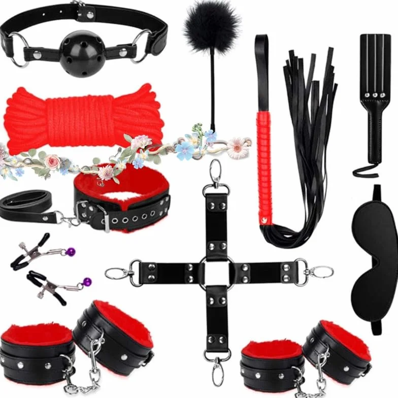 Set Indoor Sport in Pelle 11 Pezzi con Racchetta e Manette D4