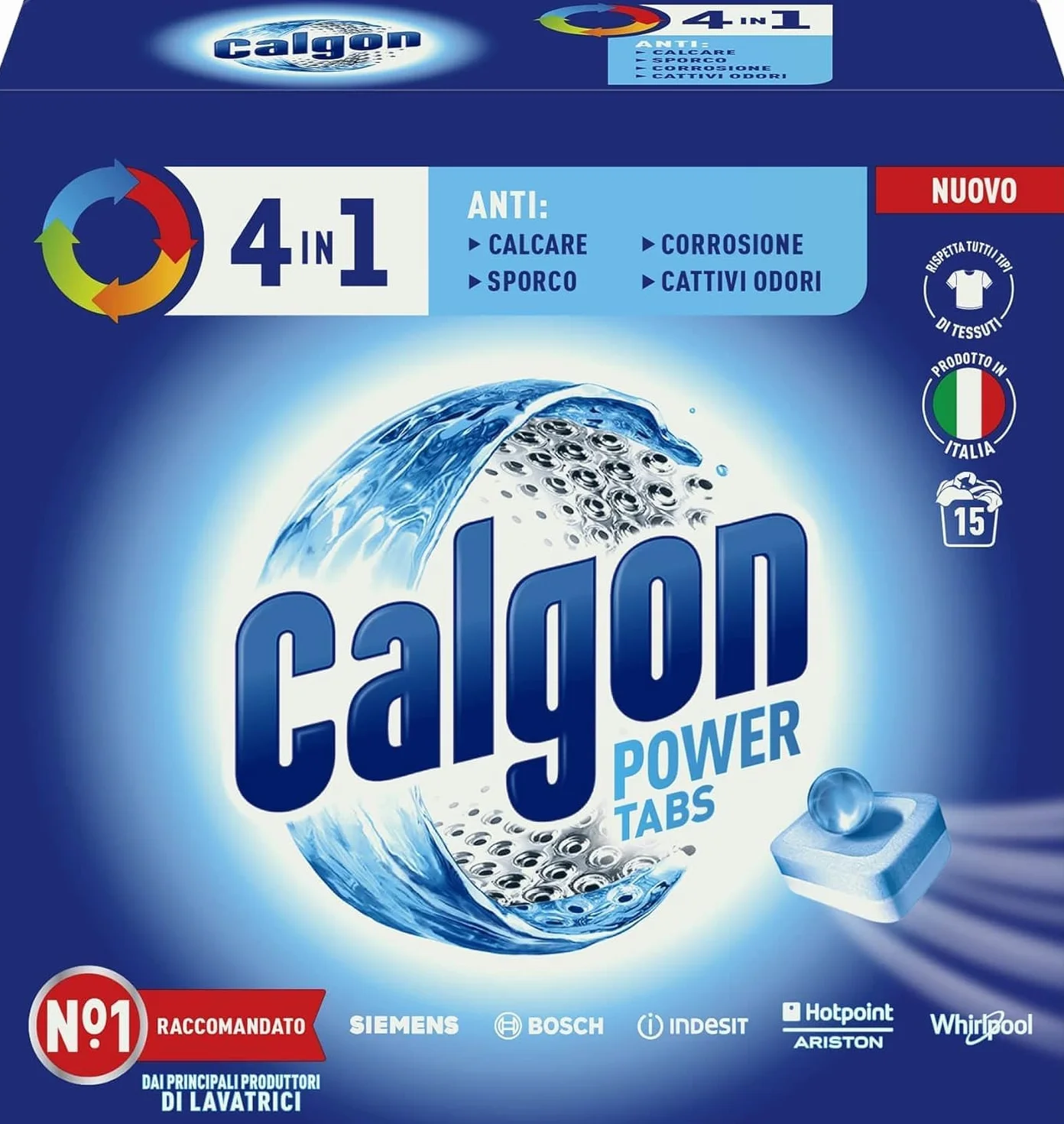Calgon Tabs 4 in 1 Anticalcare Lavatrice 15 sztuk