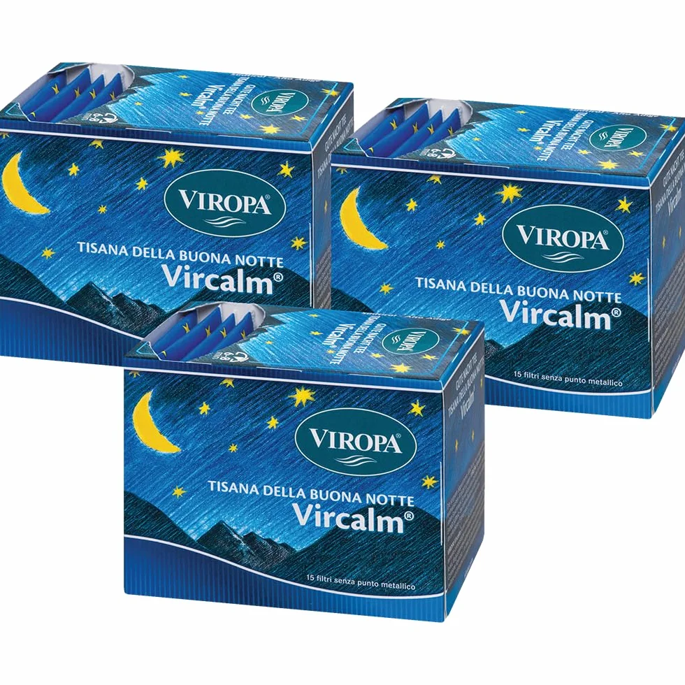 VIROPA VirCalm Tisana Miscela Erbe Selezionate Sonno Rilassamento 3 Confezioni 15 Filtri