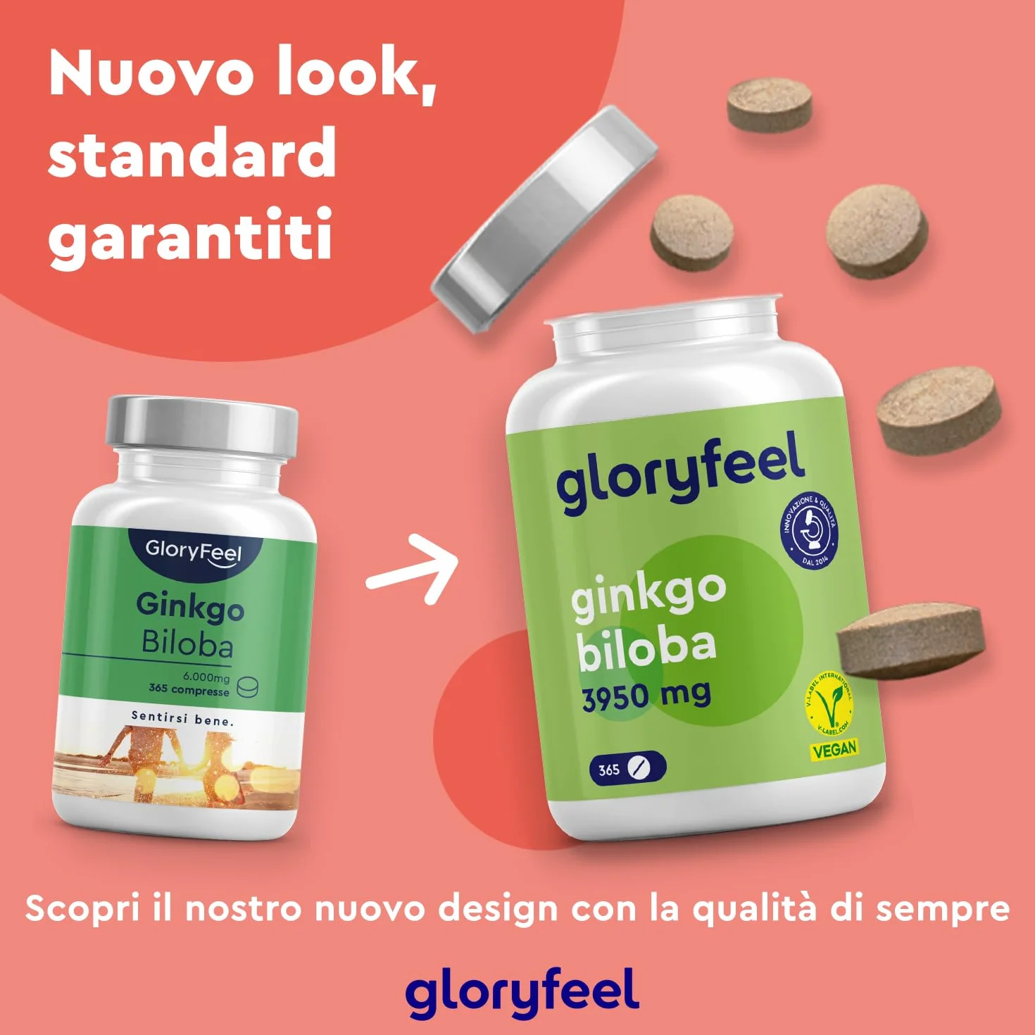 Ginkgo Biloba 50:1 Estratto 3950 mg Integratore Circolazione Concentrazione Memoria 365 Compresse