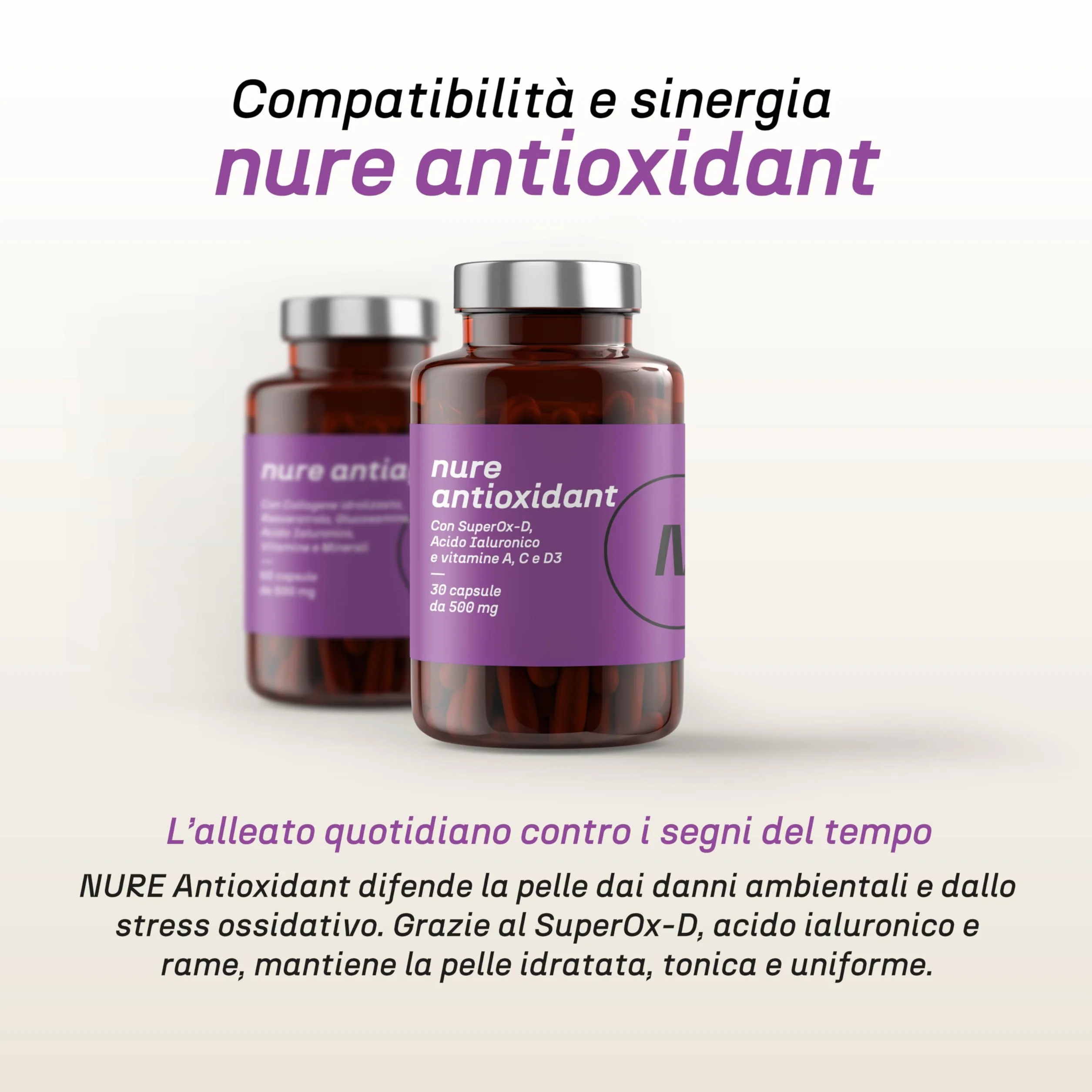 NURE Antiage 60cps Integratore Anti-invecchiamento Collagene Acido Ialuronico Viso