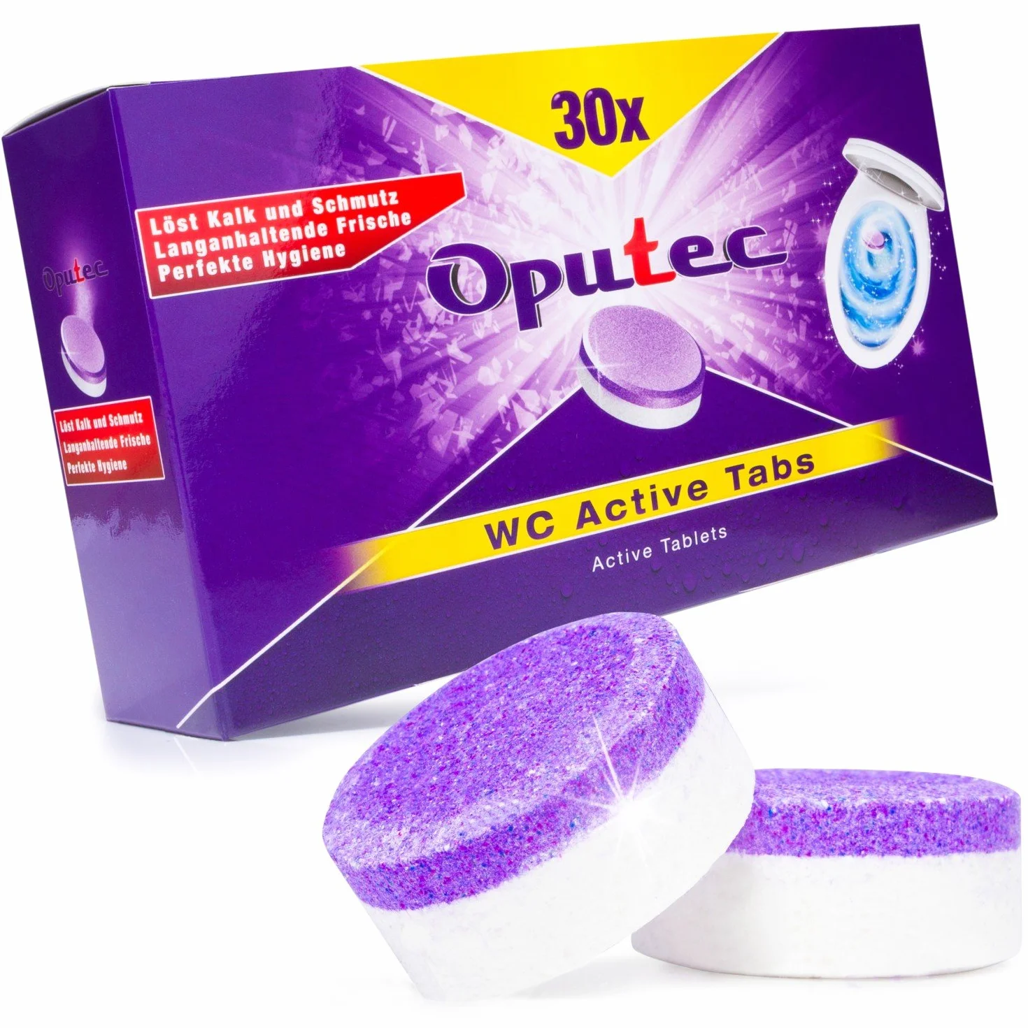 30 x pastiglie per WC, Oputec WC Active Tabs: Per la pulizia di WC, toilette e orinatoi.