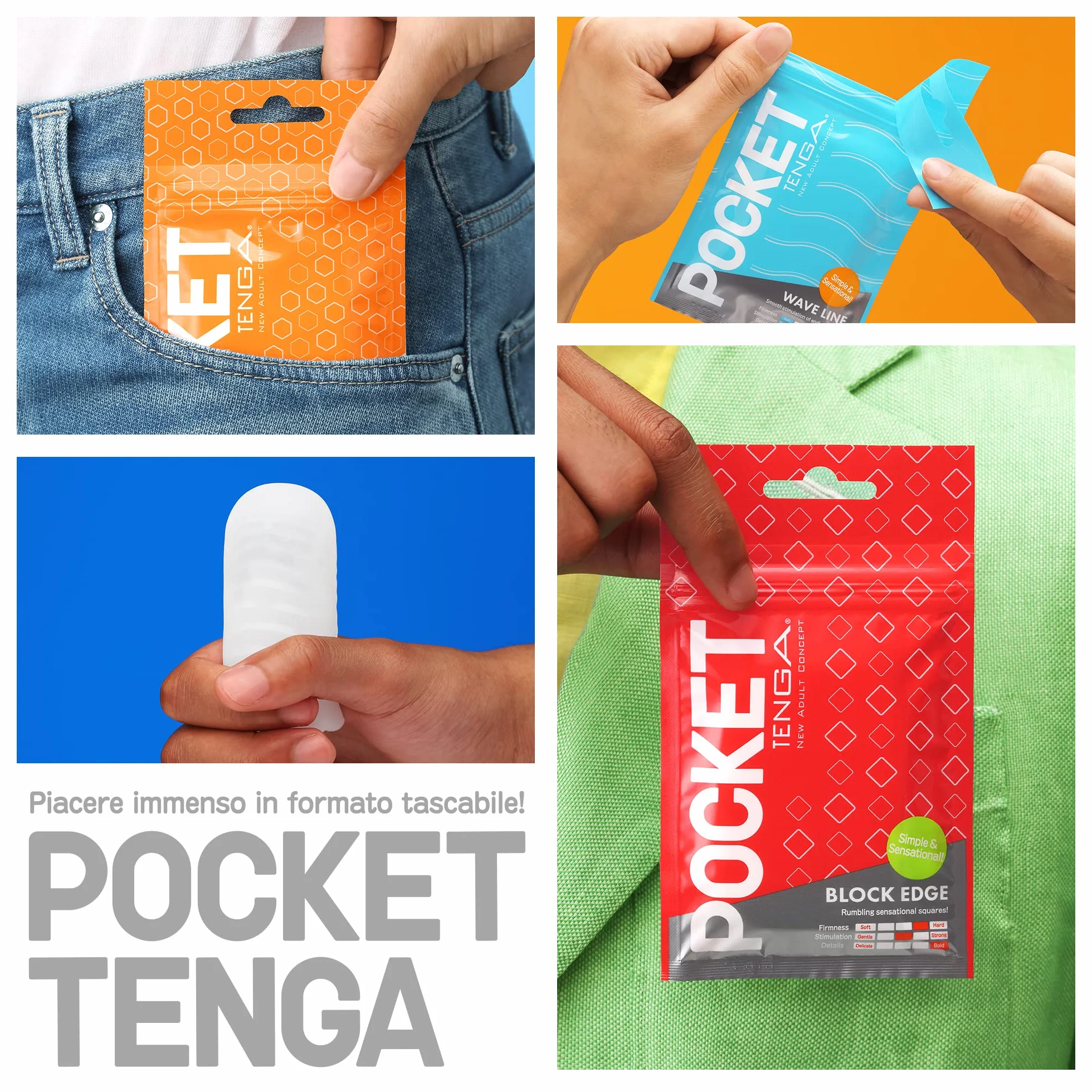 POCKET TENGA SERIES (WAVE LINE + CLICK BALL + BLOCK EDGE + HEXA-BRICK + CRYSTAL MIST + SPARK BEADS)