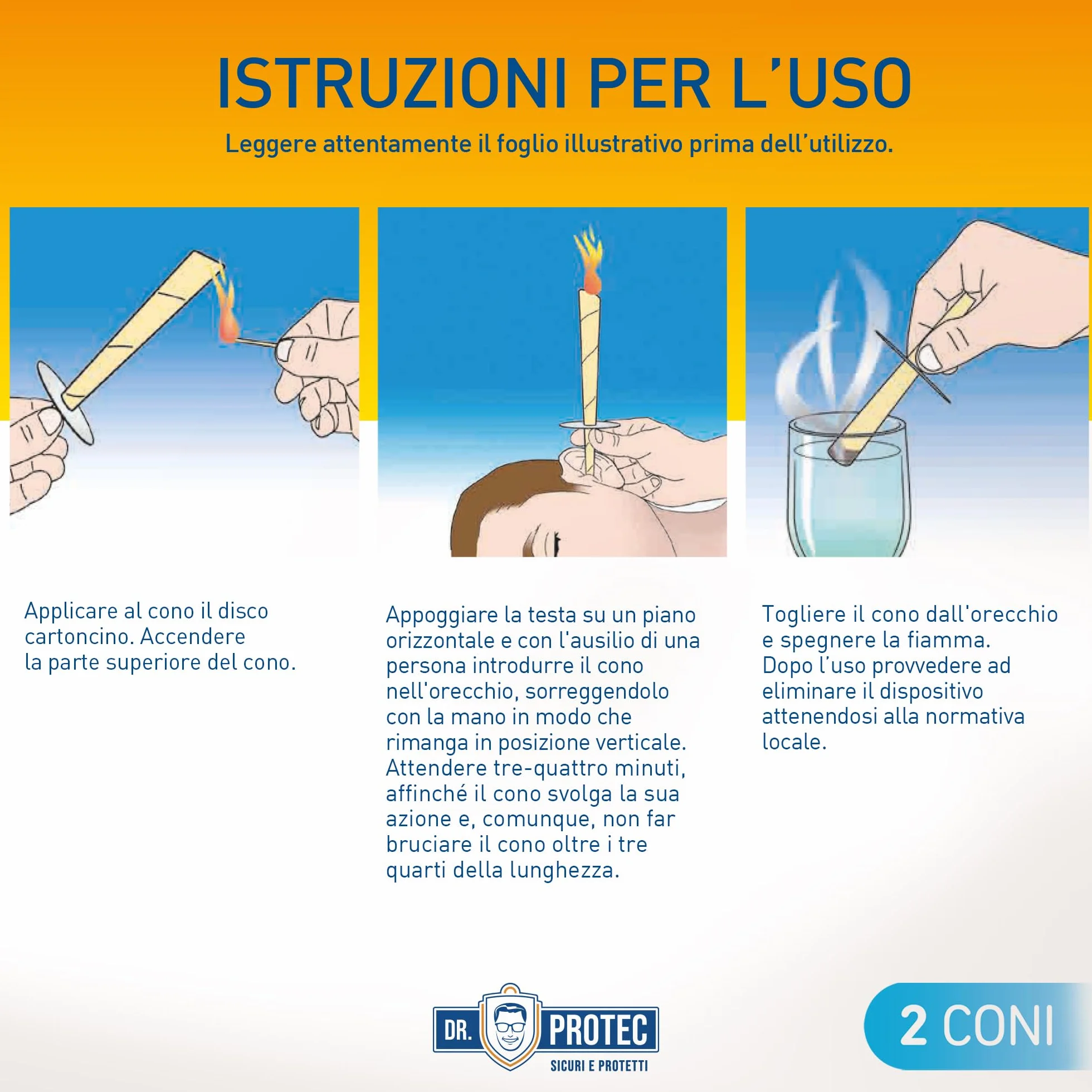 Dr Protec, Cono Auricolare con sistema frangifiamma, 2 coni per confezione