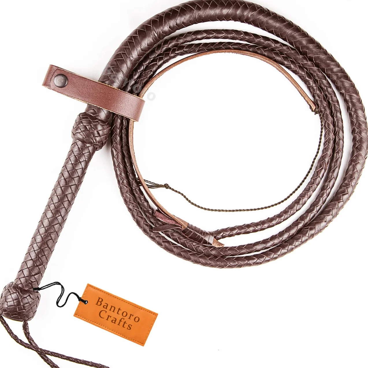 Frusta in Vera Pelle 8 Piedi 12 Trecce Equitazione Marrone