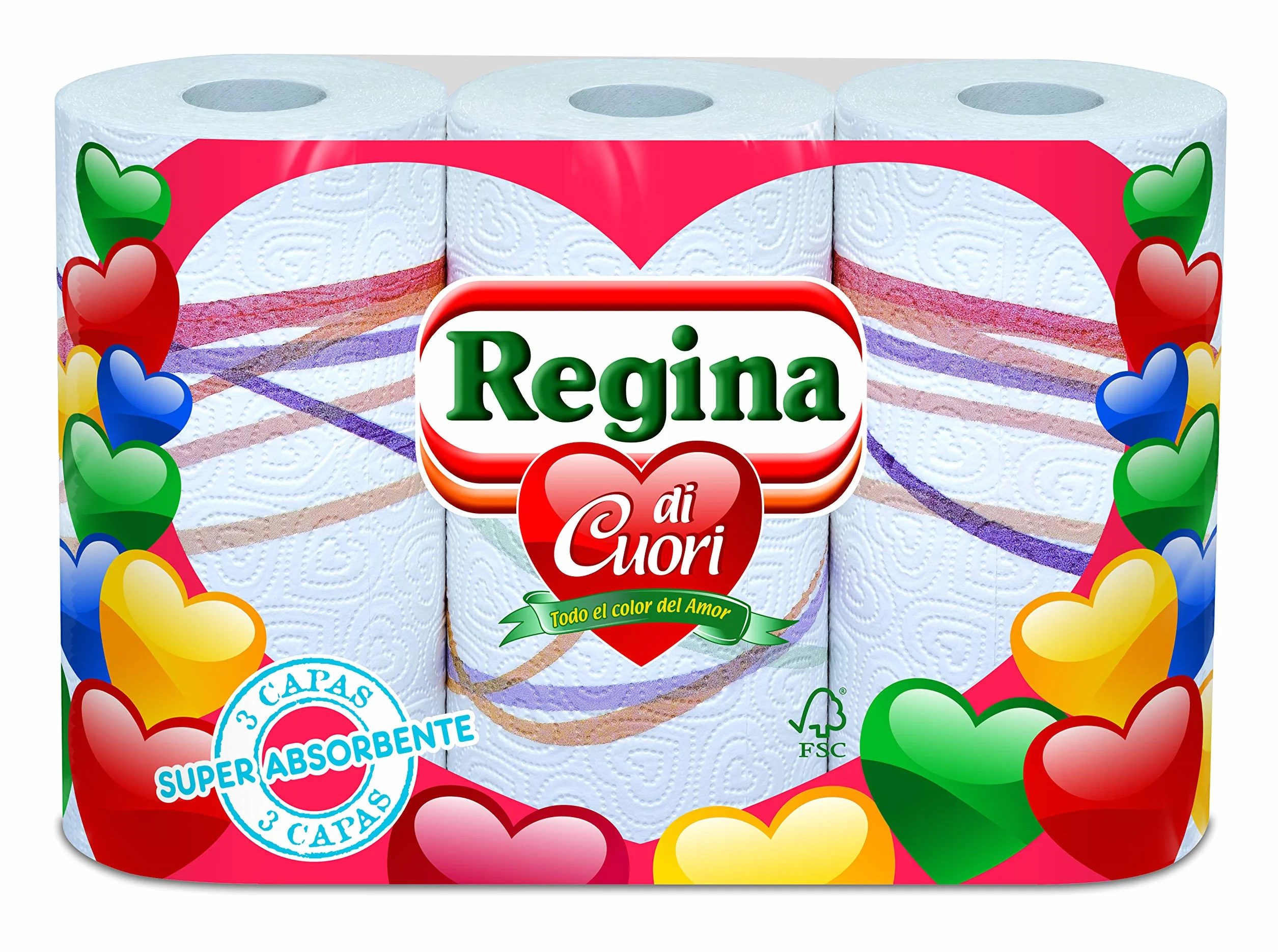 Regina Carta Cucina Di Cuori - Confezione 6x3 Rotoli