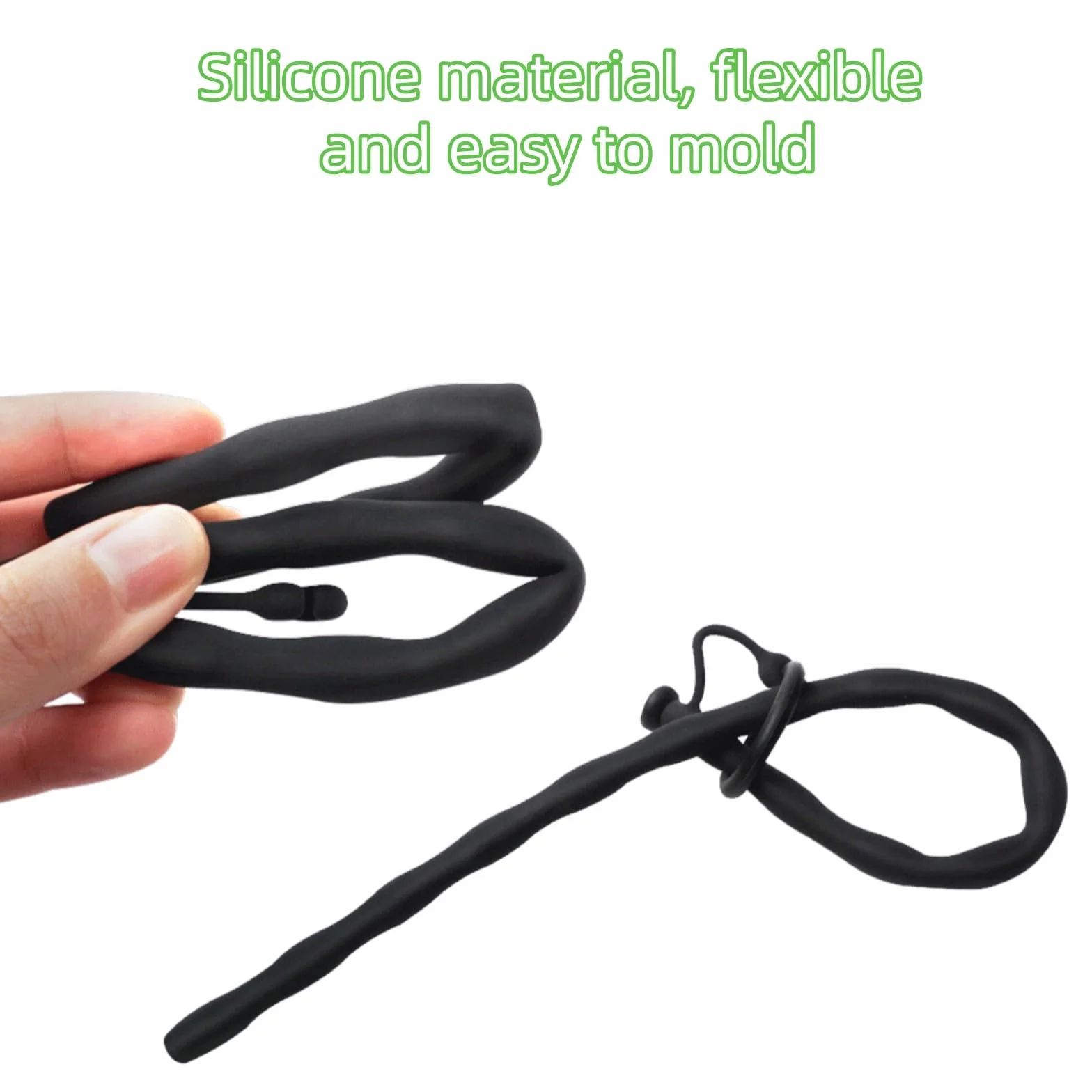 Sonda uretrale cava staccabile nera per uomini, lunga 30 cm, adatta ai principianti-ITRM5801 (L)