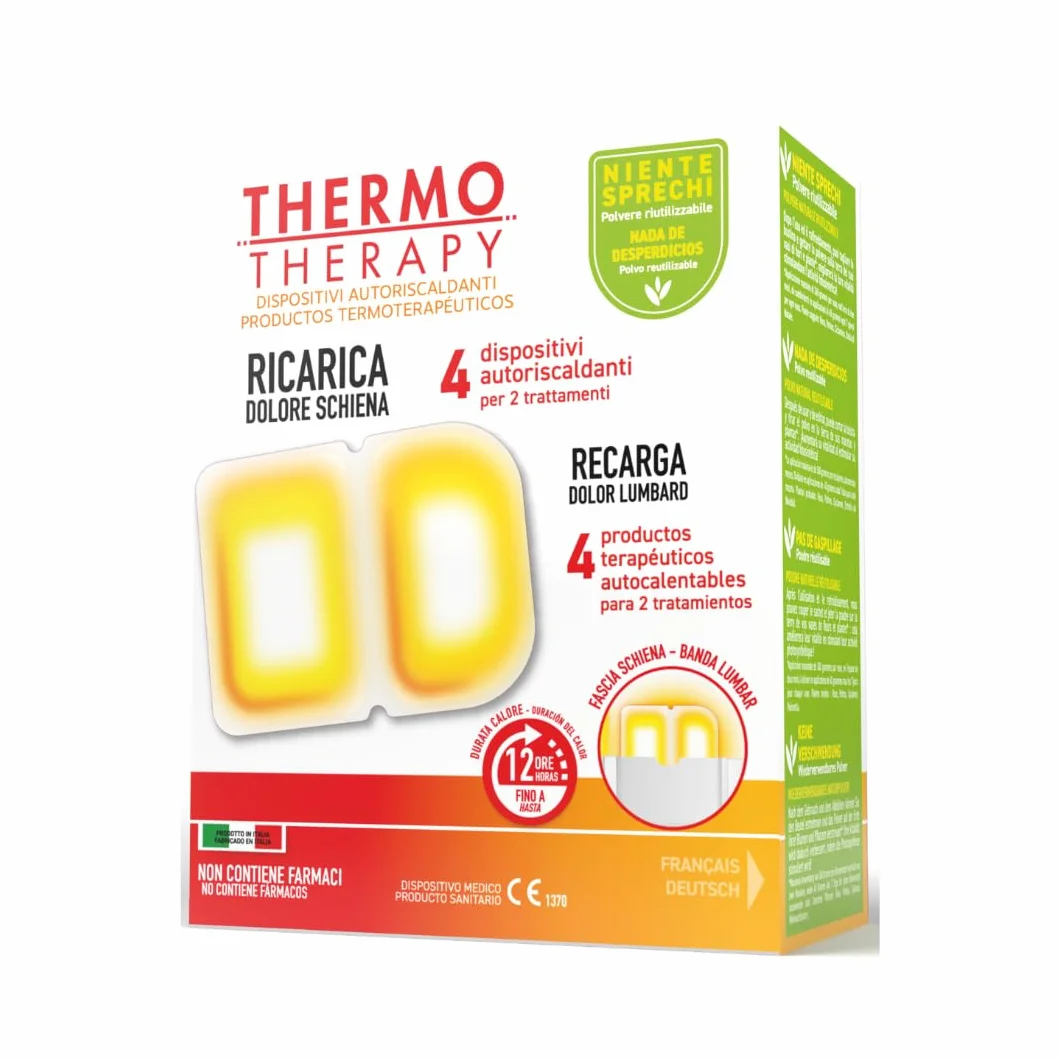 Thermo Therapy Ricarica Fascia Ricaricabile per Dolore Schiena, Calore 12 Ore, 4 Dispositivi Autoriscaldanti
