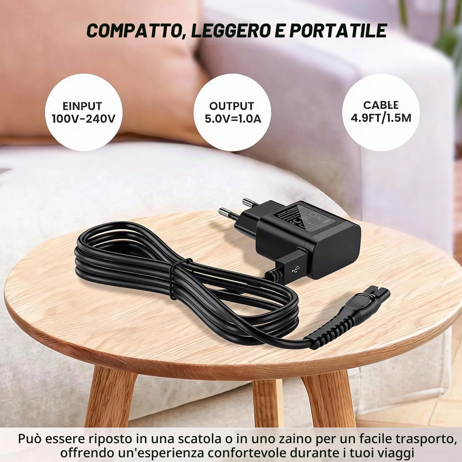 Philips OneBlade 360 Caricatore Rasoio 5V USB QP2824 QP2834 QP2734 QP2724 Compatibile MG5910 MG9510 S5898 S7887