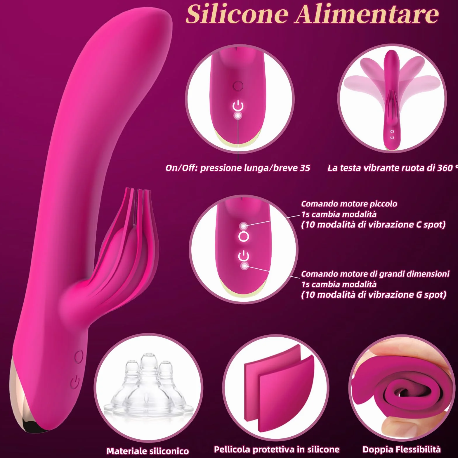 Vibratoreper Donna Professionale Clotoride Vibratore Rabbit 10 Modalità Dildo Realistico Sexytoysys Coppia Vibratoriper Donne Grandi Vibratori Clitoride Squirting Sex Toys Sessuali per Donna Pen(Rous)