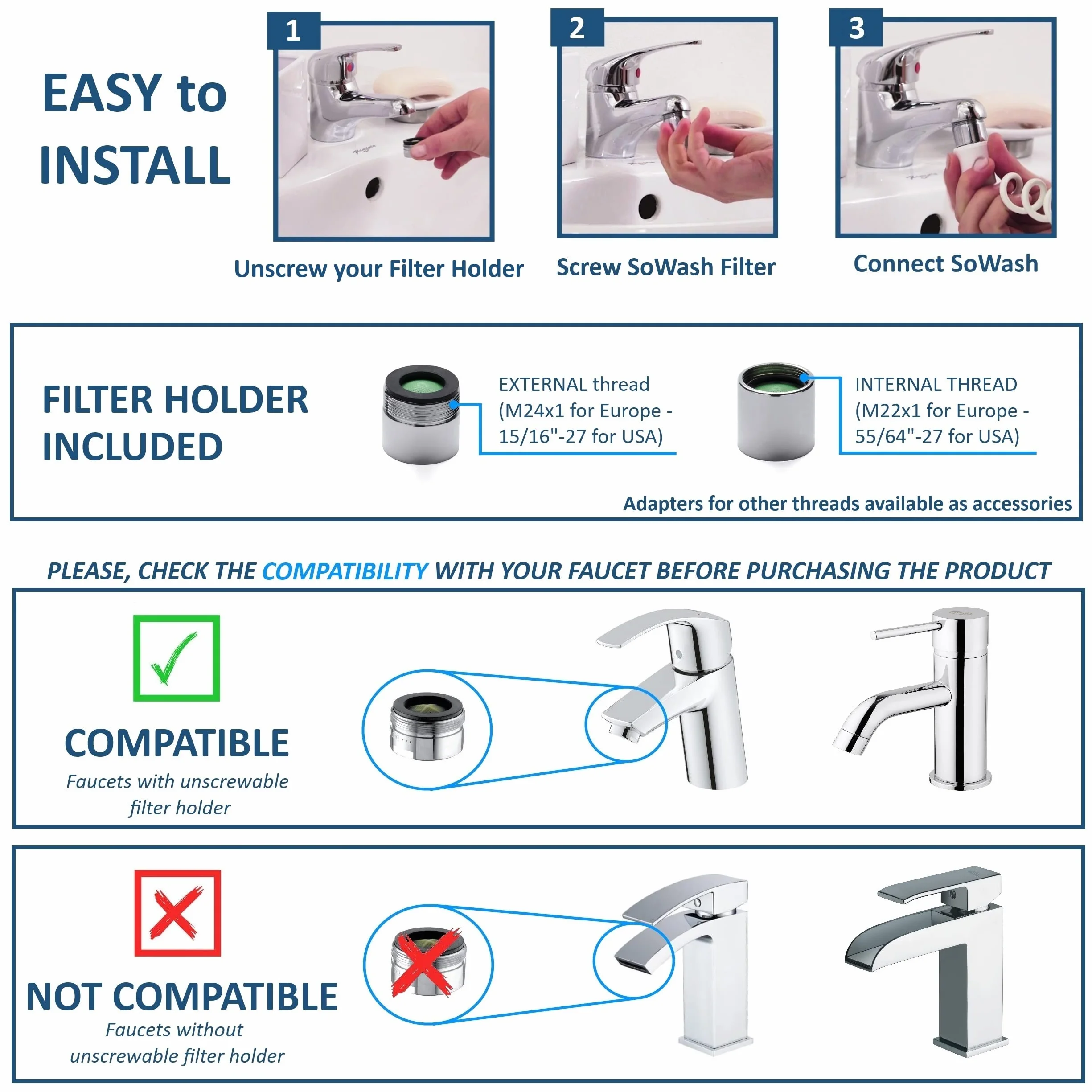 Idropulsore Dentale SoWash | Idrogetto | Si Collega al Rubinetto | Irrigatore Dentale Senza Batterie e Elettricità | Testina con Getto Singolo Lineare | Prodotto Italiano