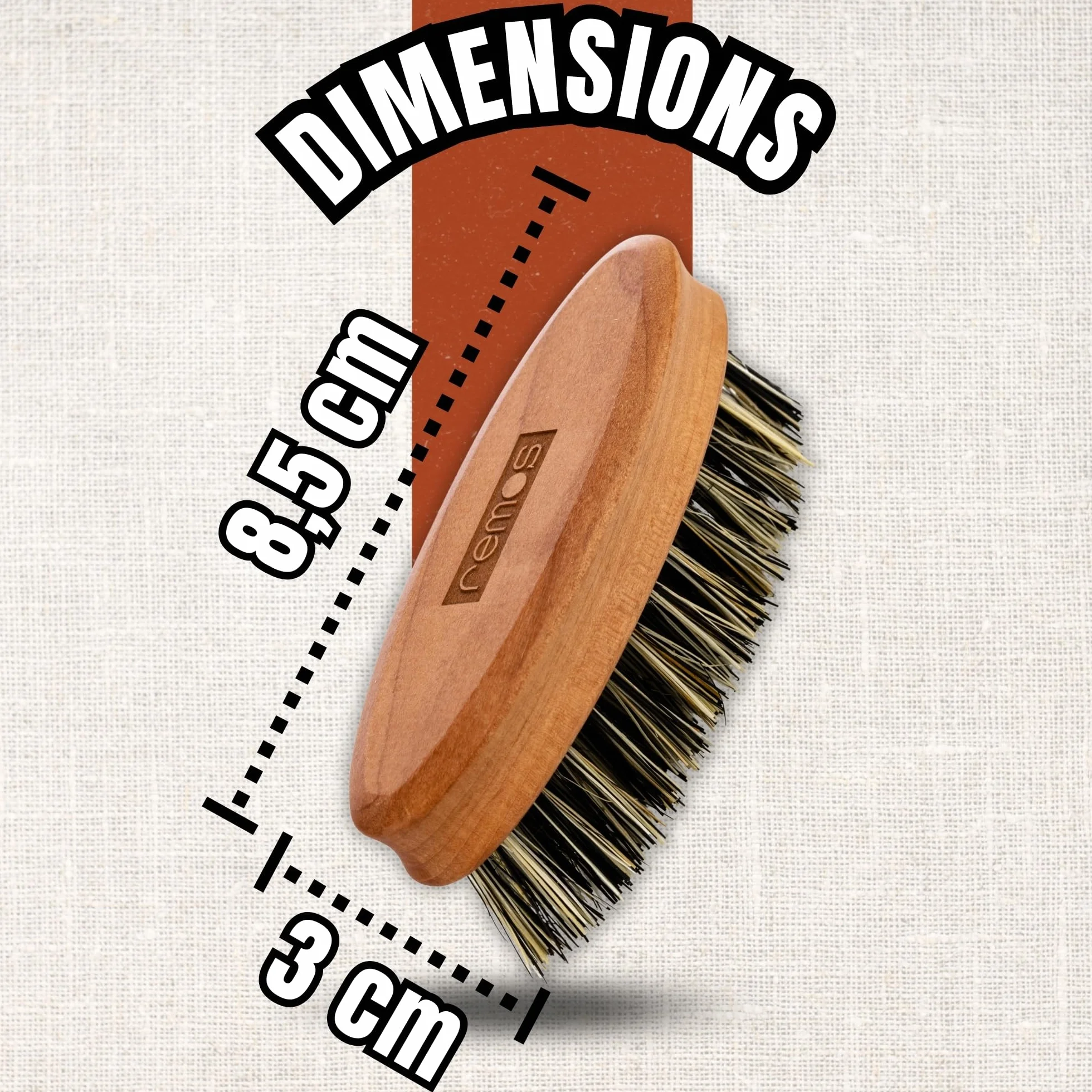 REMOS Spazzola da barba in fibra vegetale legno di pero domestico