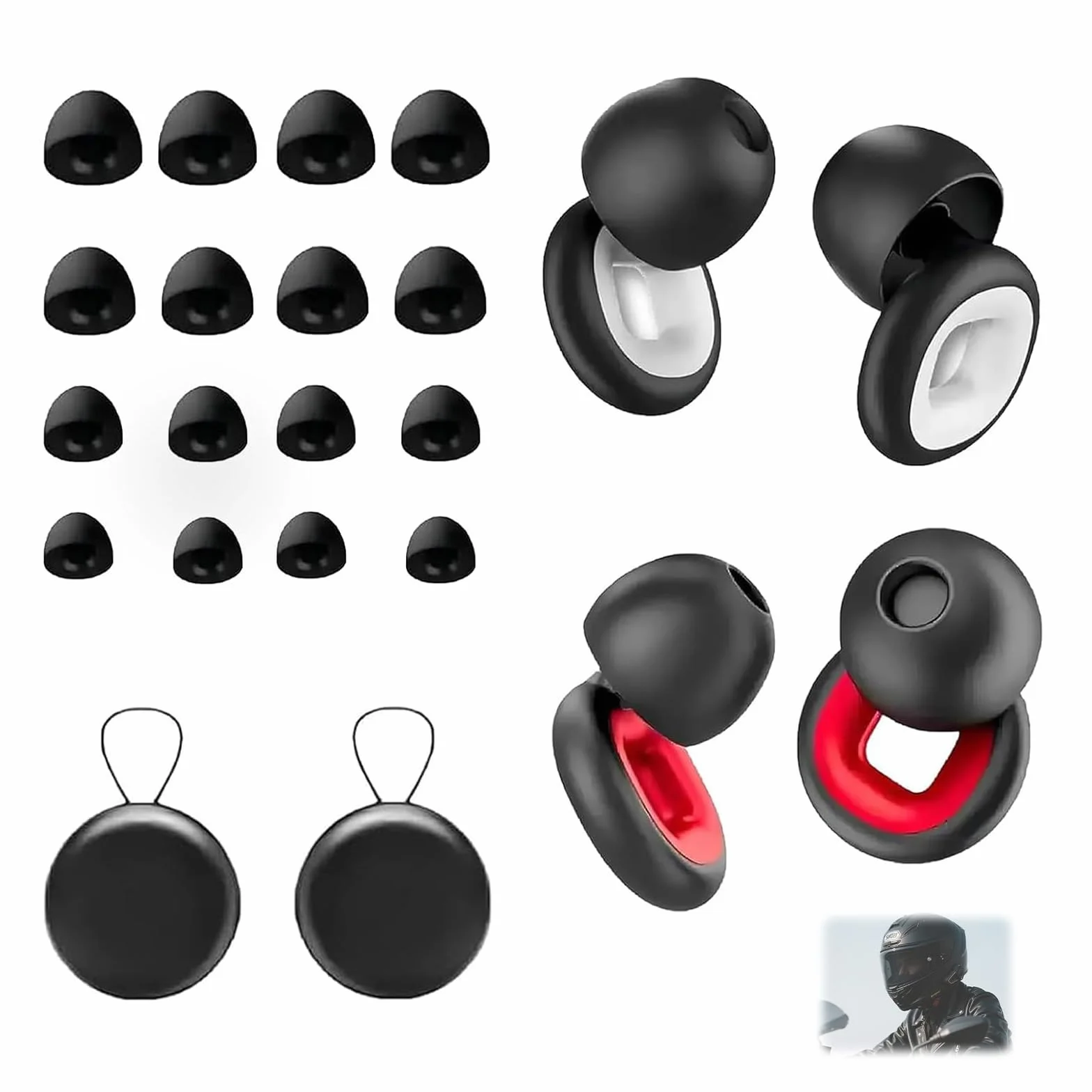 AzureRay Tappi per Orecchie Moto 27 dB - Moto Earplugs Riutilizzabili per Riduzione Rumore - Ideali per Dormire, Studio e Viaggi (2 Pezzi + Custodia)